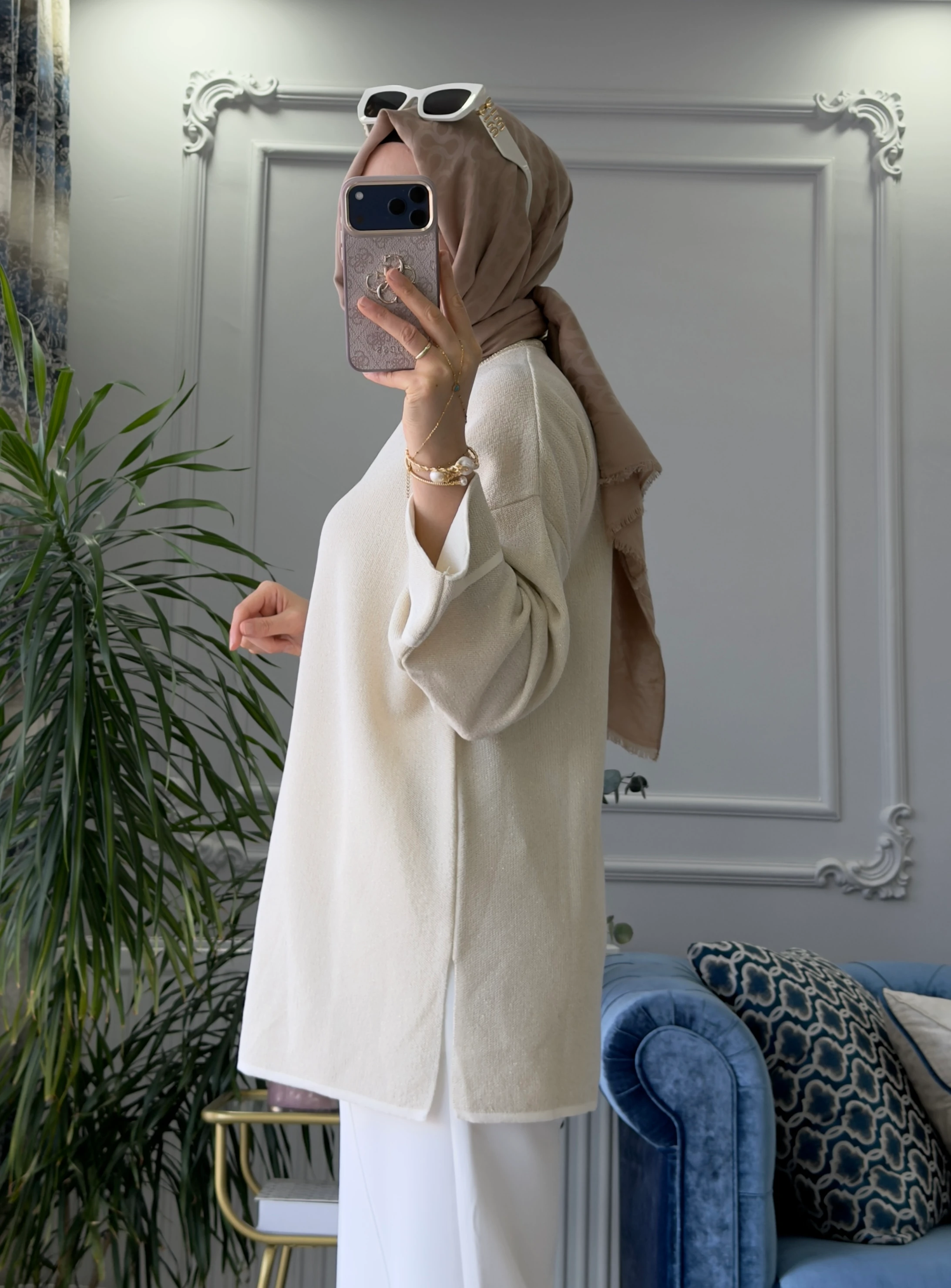 Vera Merserize Tunik Ekru