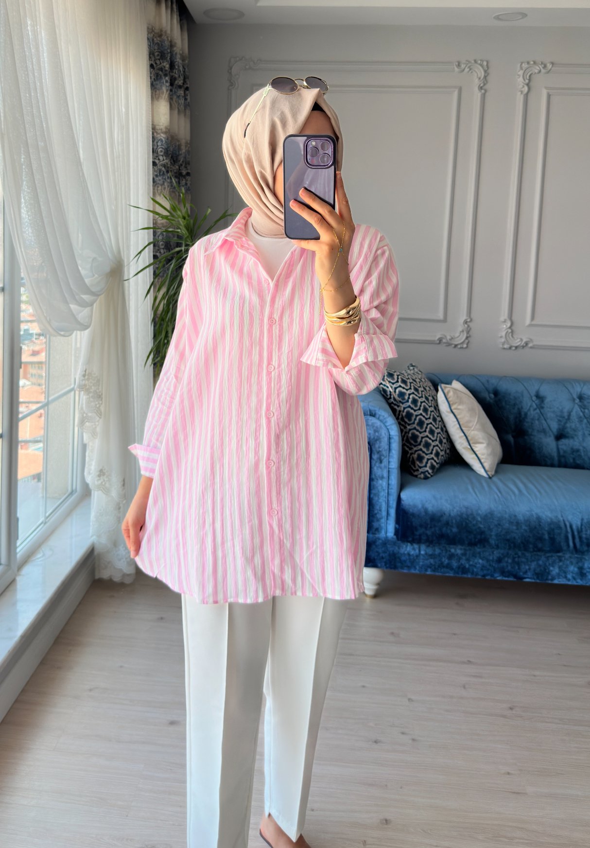 Çizgili Gömlek Pembe