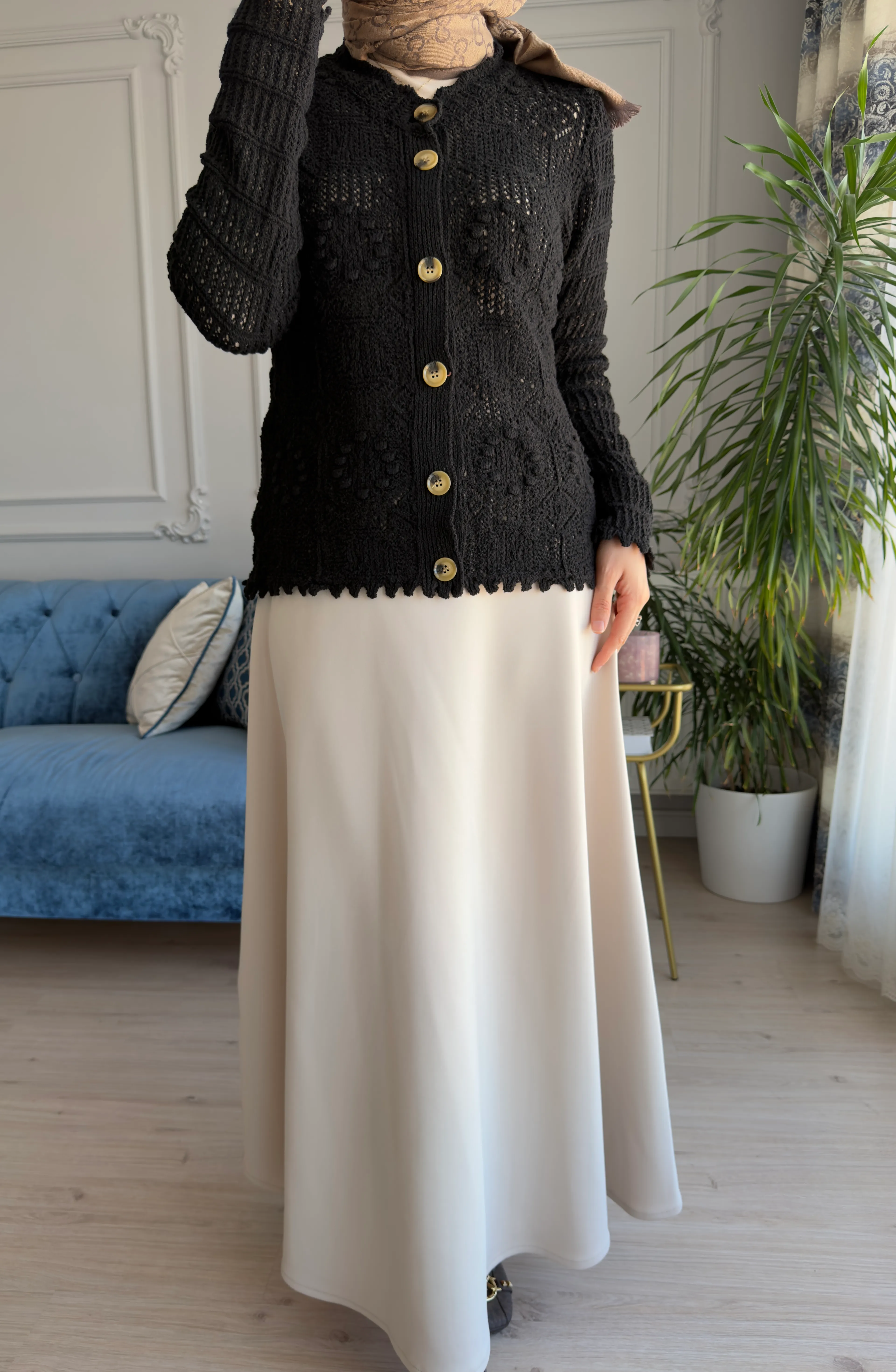 Düğmeli Hırka Siyah