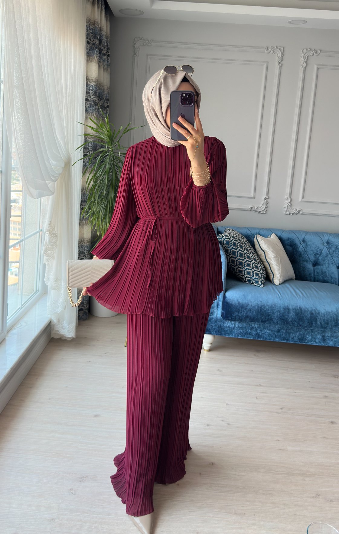 Peri Şifon Takım Bordo