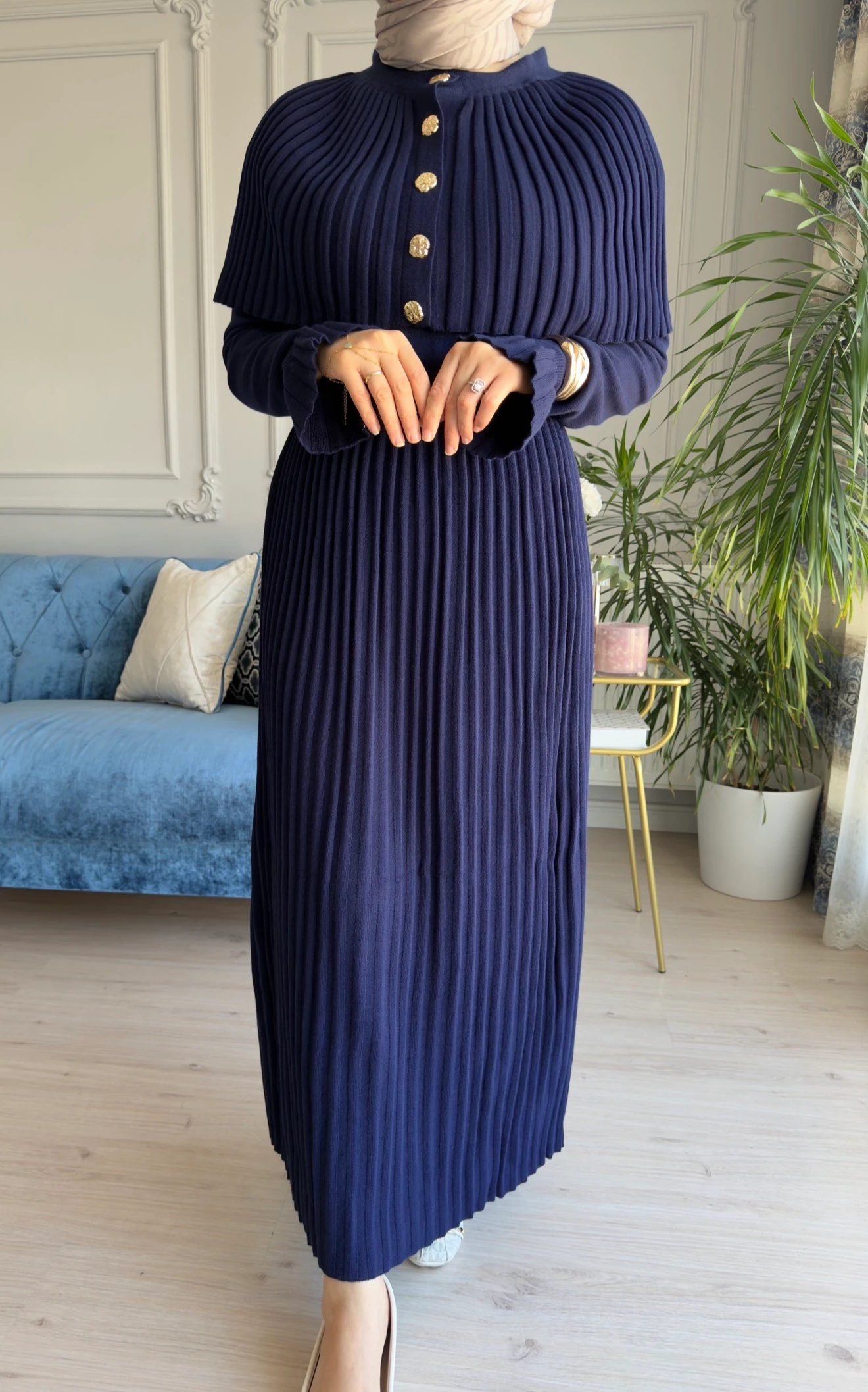 Afra Piliseli Elbise Lacivert