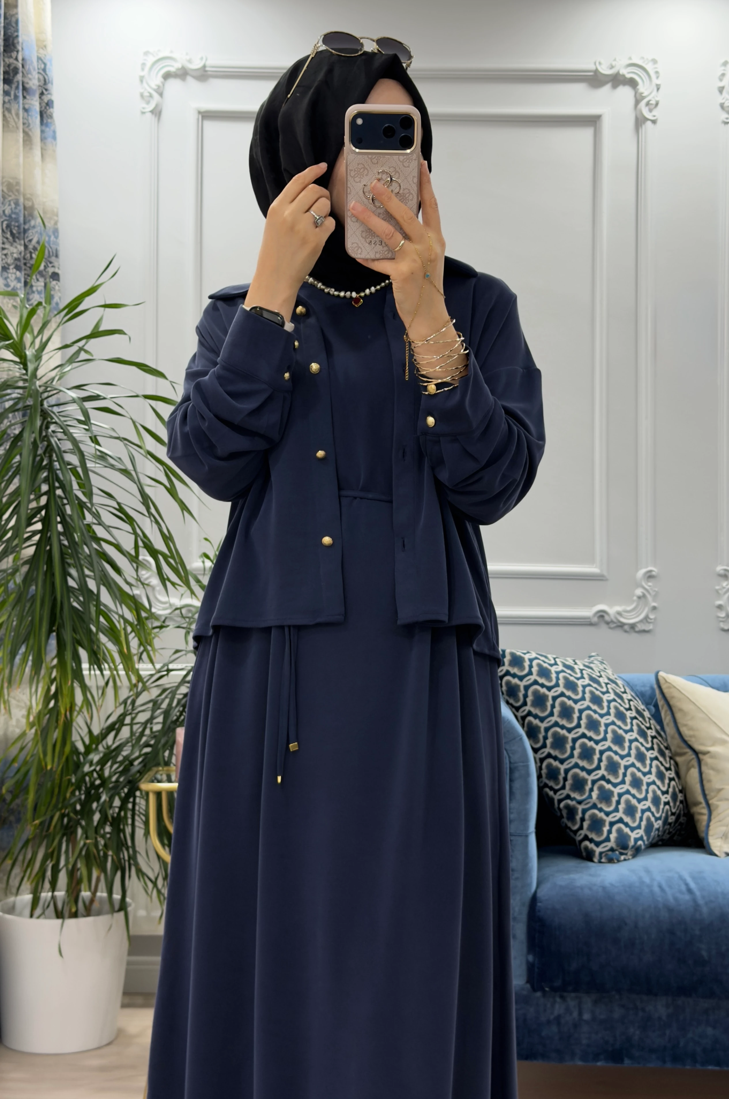 Petek Elbise Lacivert