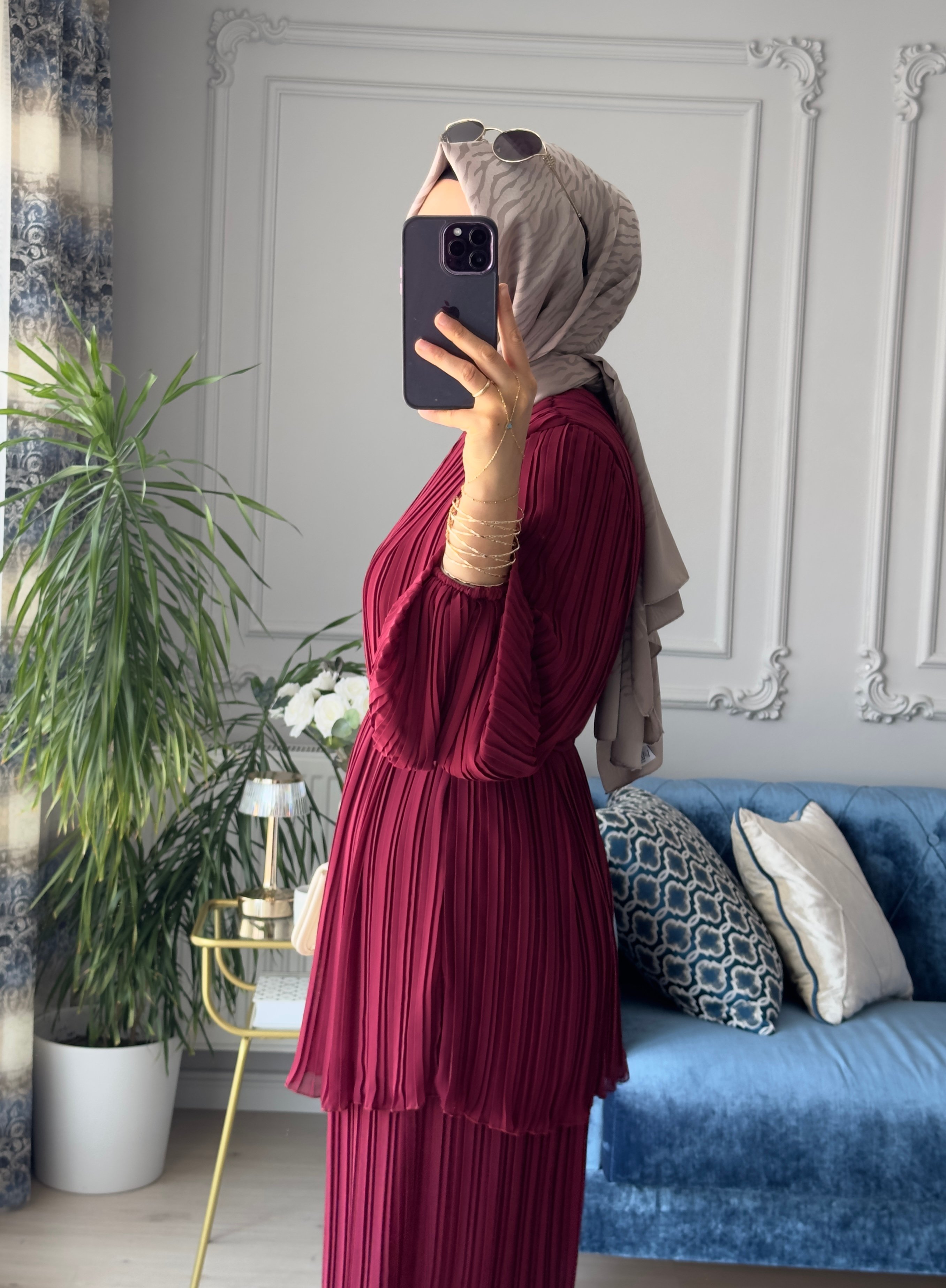 Peri Şifon Takım Bordo