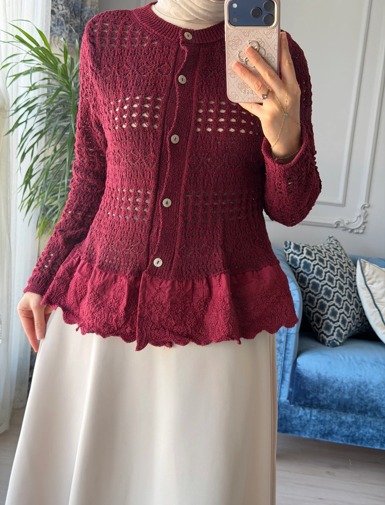 Fistolu Hırka Bordo