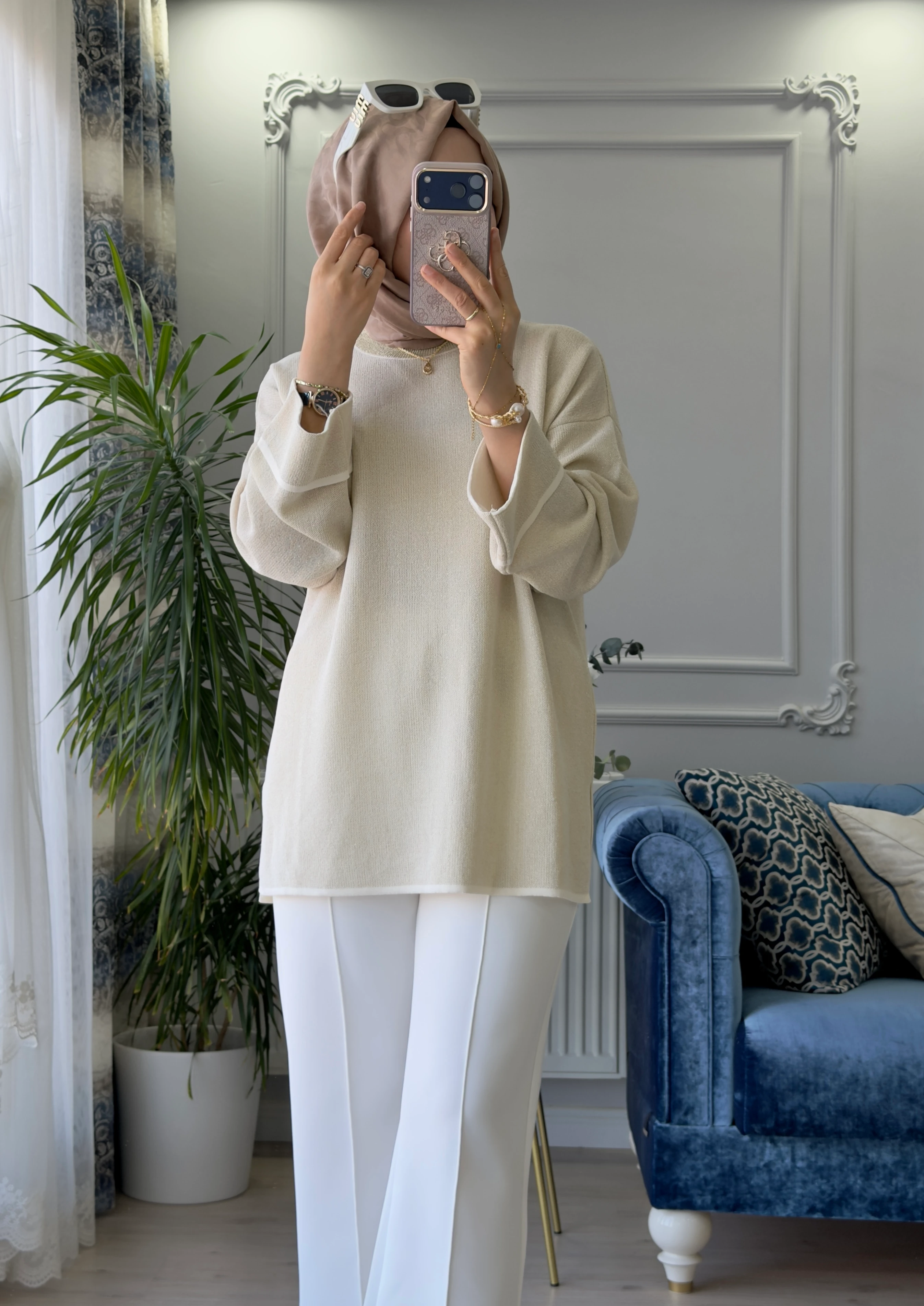 Vera Merserize Tunik Ekru