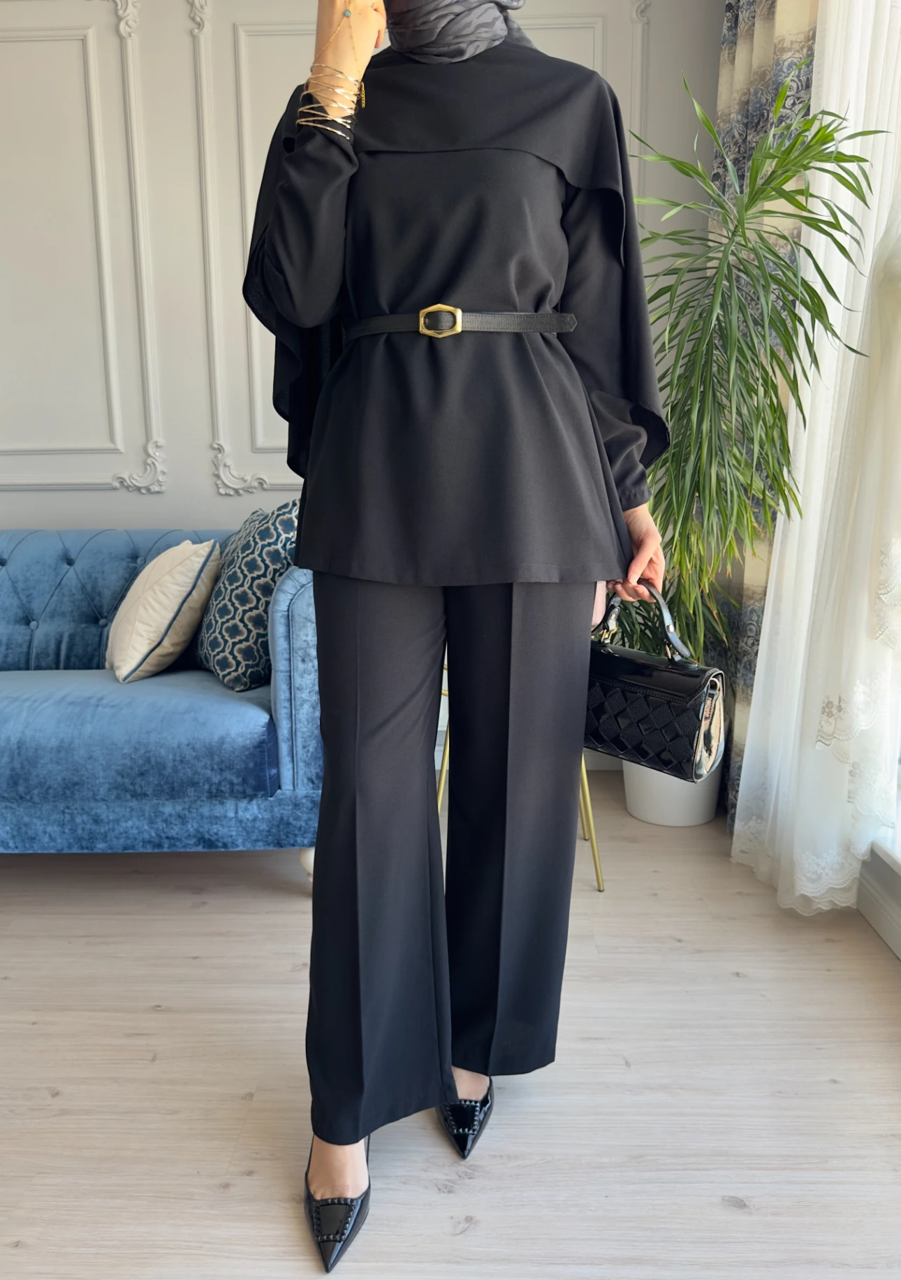 Pelerinli Takım Siyah