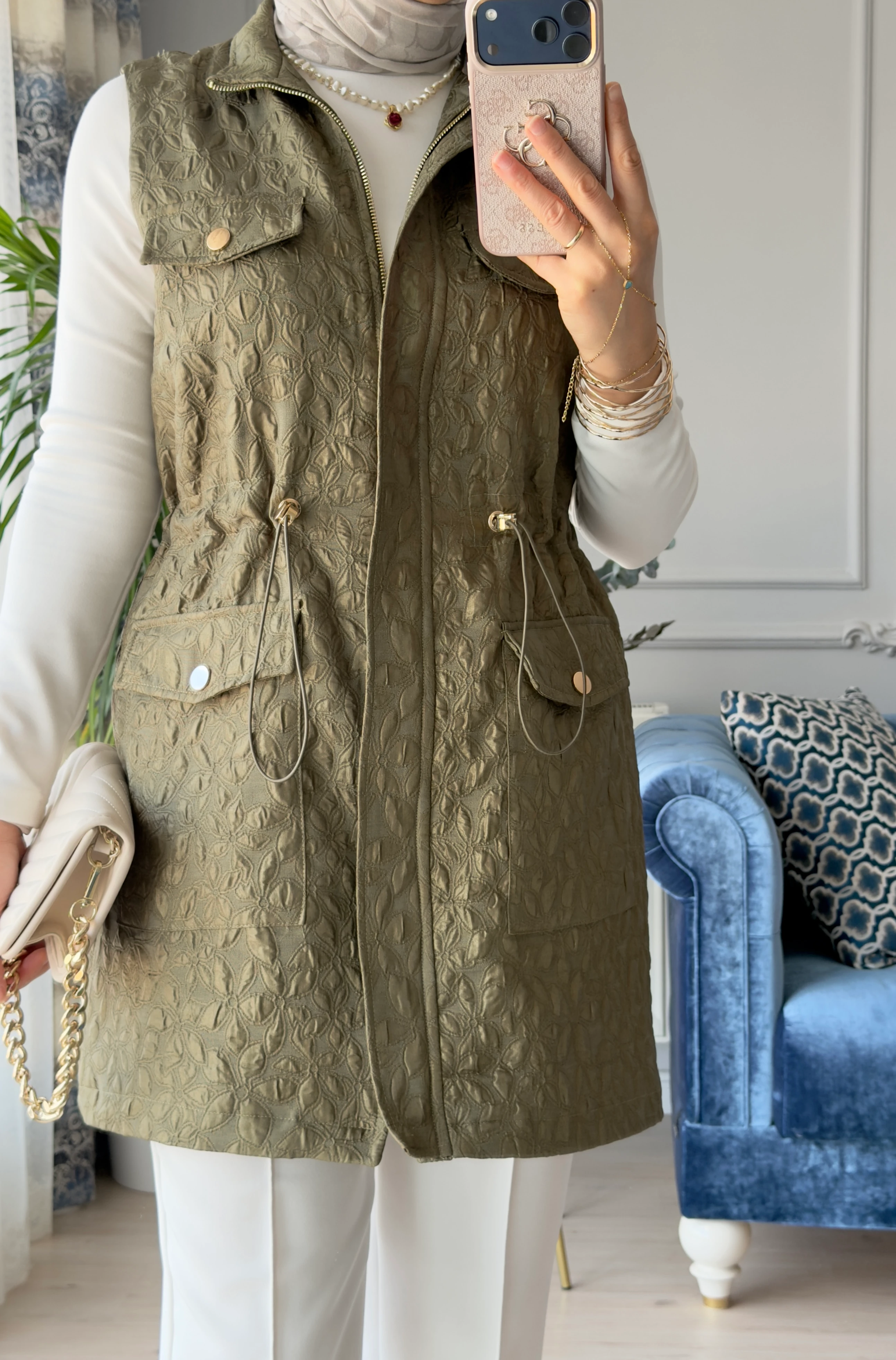 Kapitone Yelek Yeşil