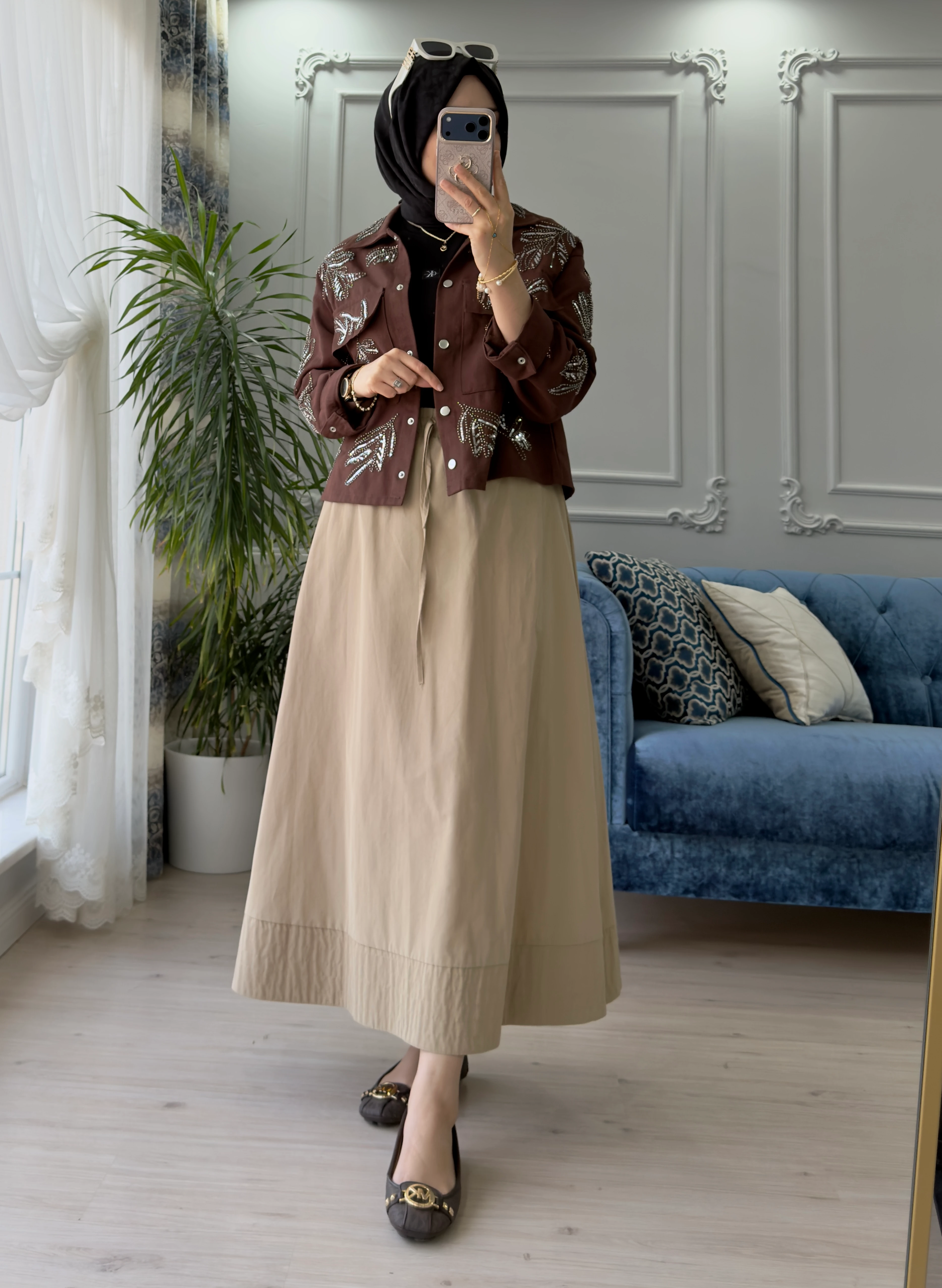 Pul İşlemeli Ceket Kahve 