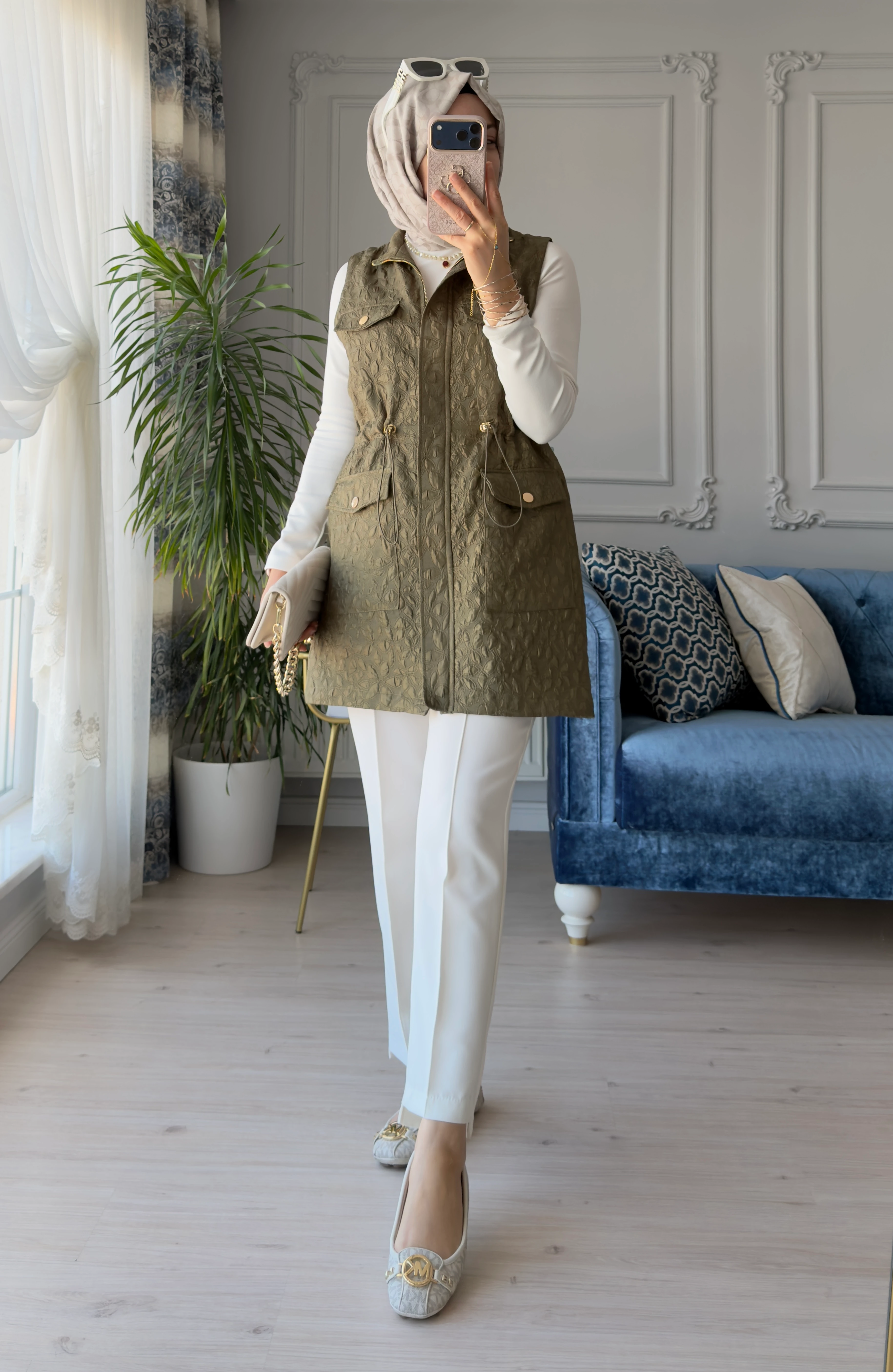 Kapitone Yelek Yeşil