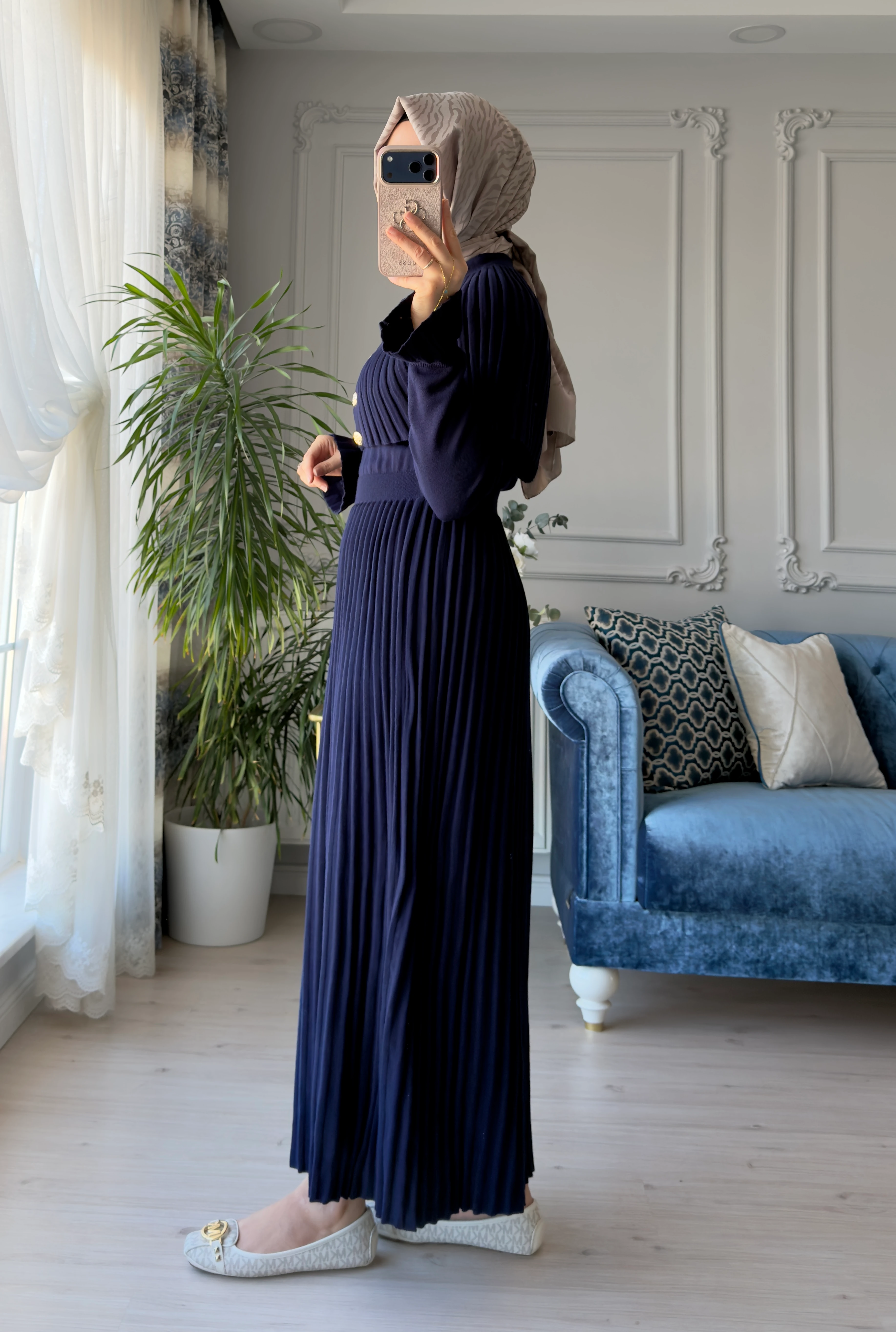 Afra Piliseli Elbise Lacivert