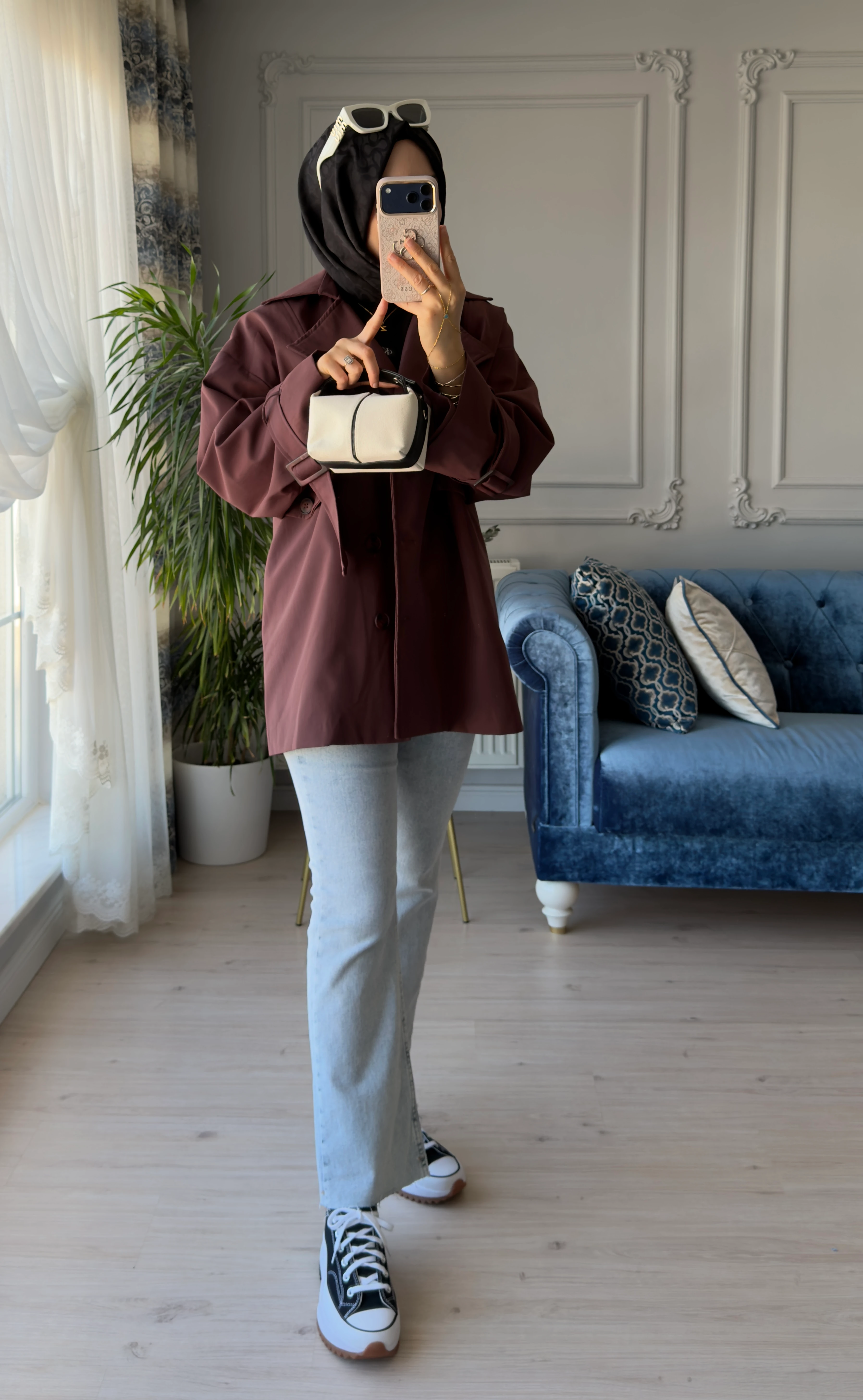 Amanda Kısa Trençkot Bordo