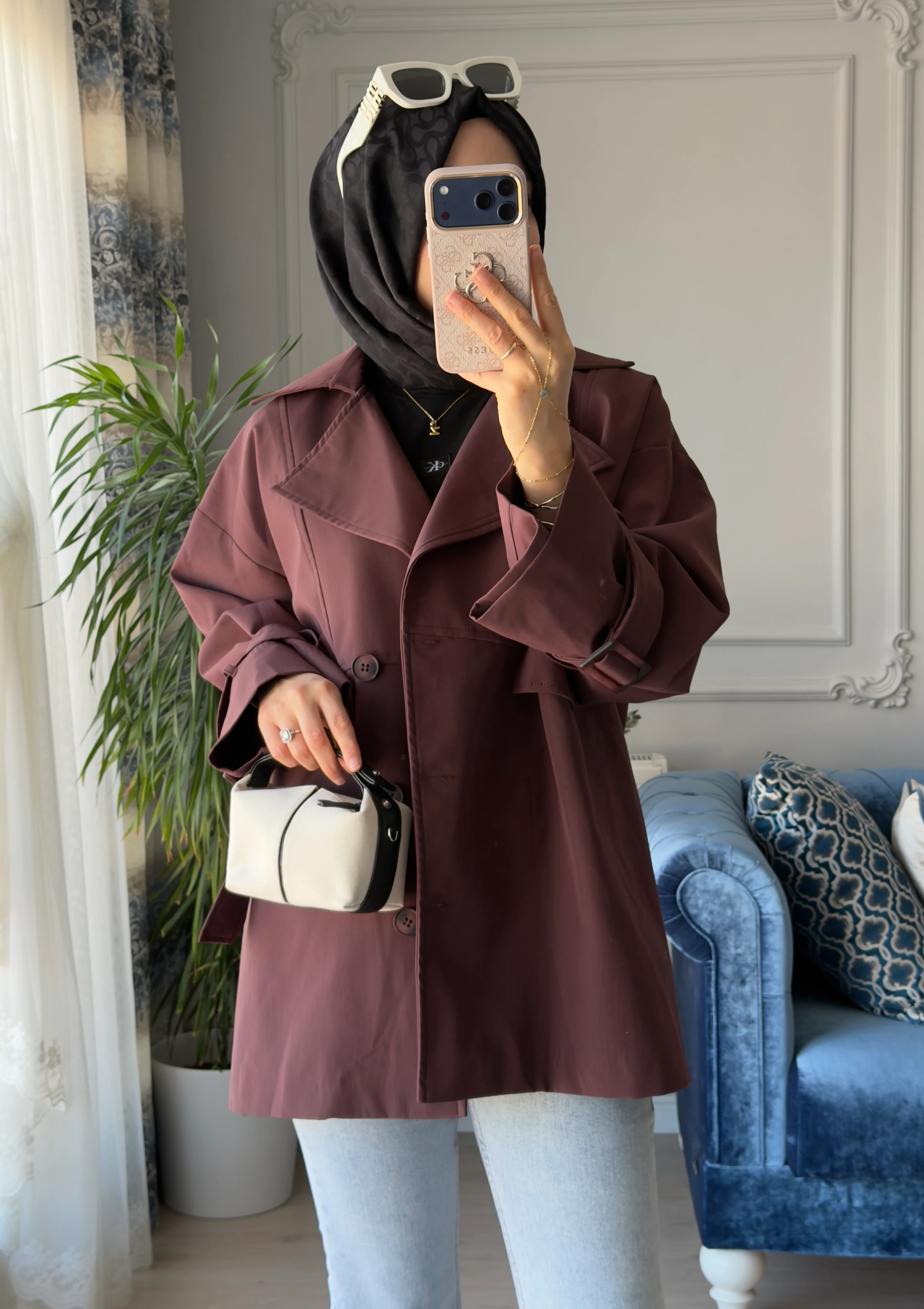 Amanda Kısa Trençkot Bordo