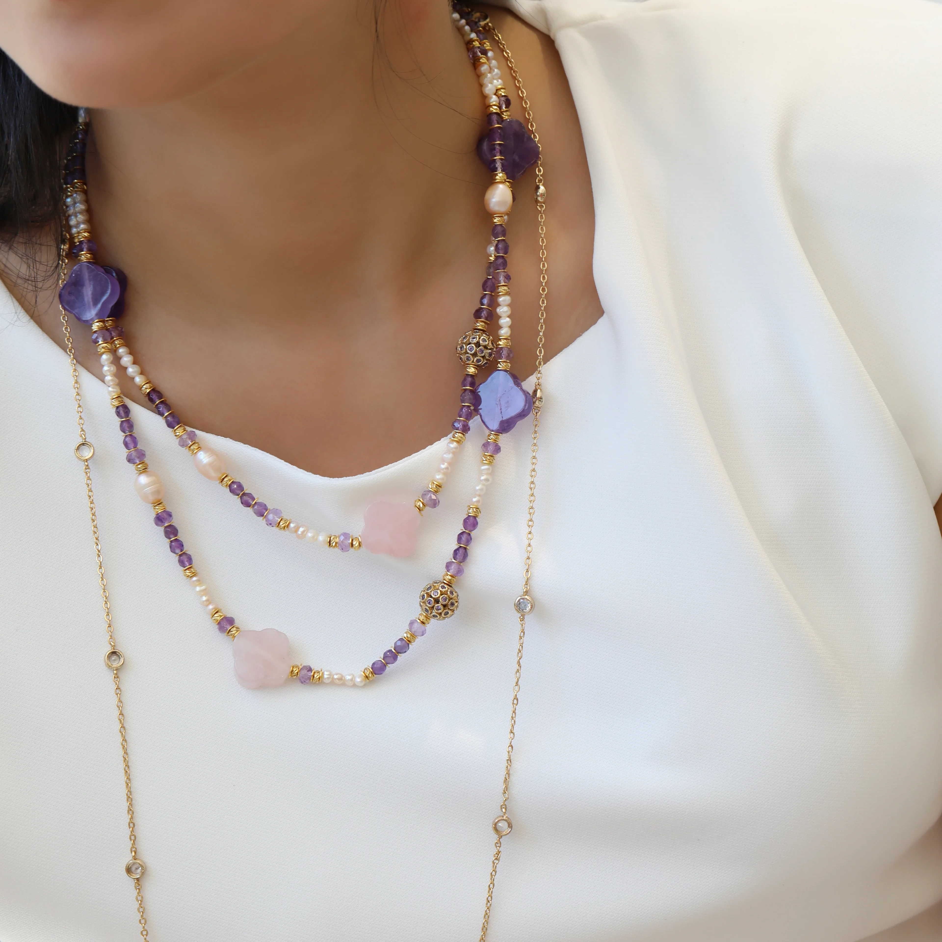 Amour Glow Ametist Kolye 