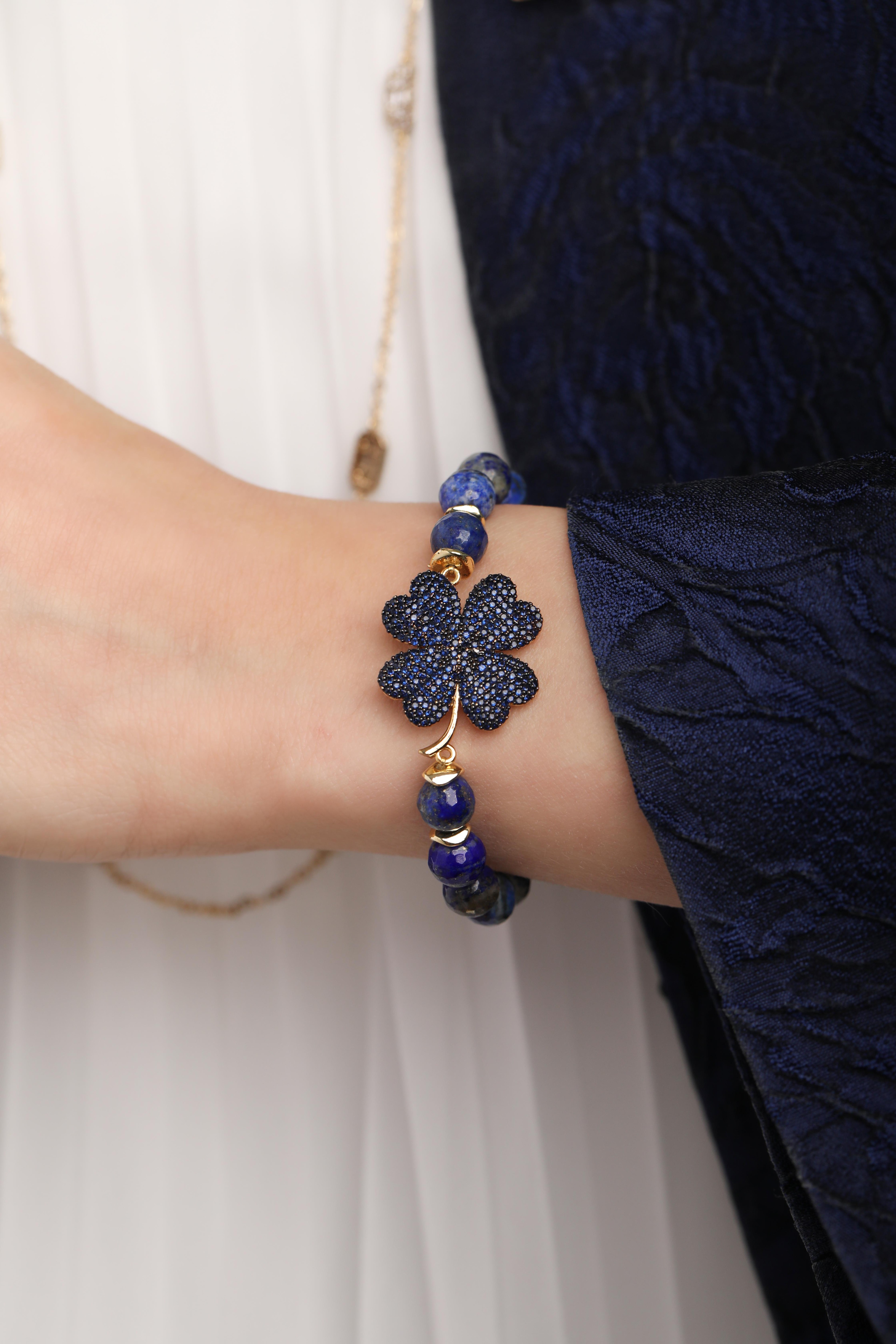 Lapislazuli Taşı Yonca Bileklik