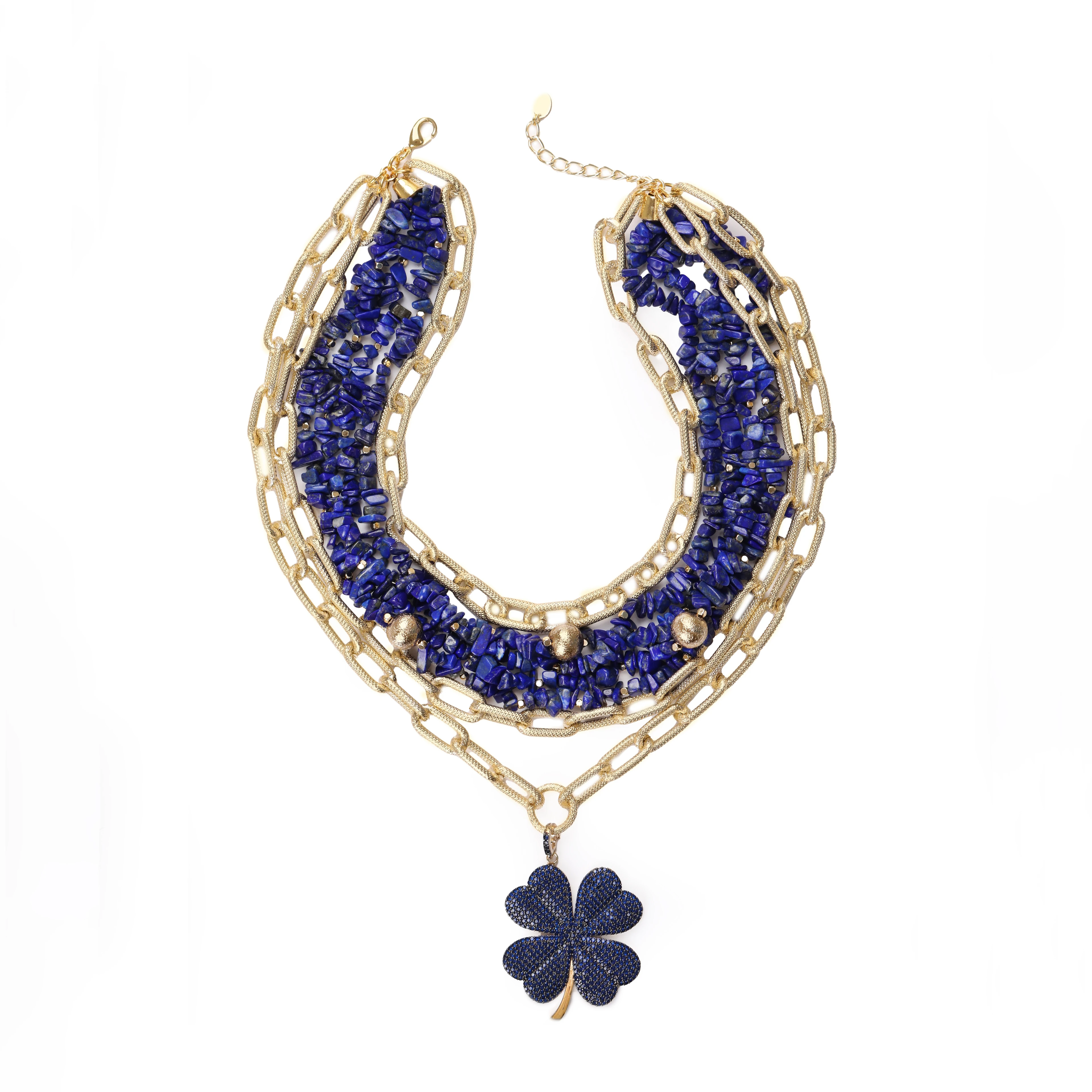 Yonca Uçlu Lapislazuli Taşı Kolye