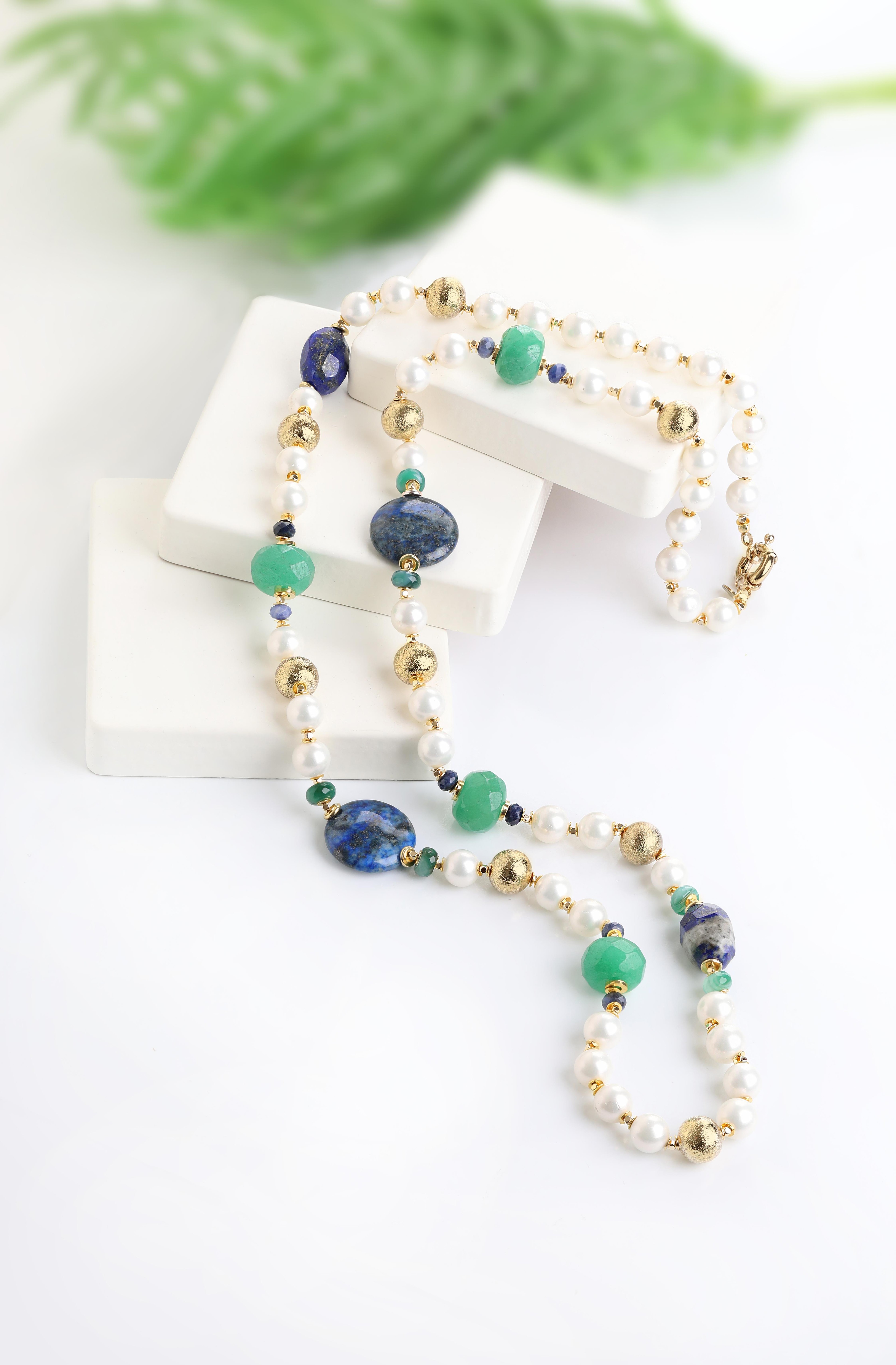 Lapis Lazuli Taşı İnci Kolye