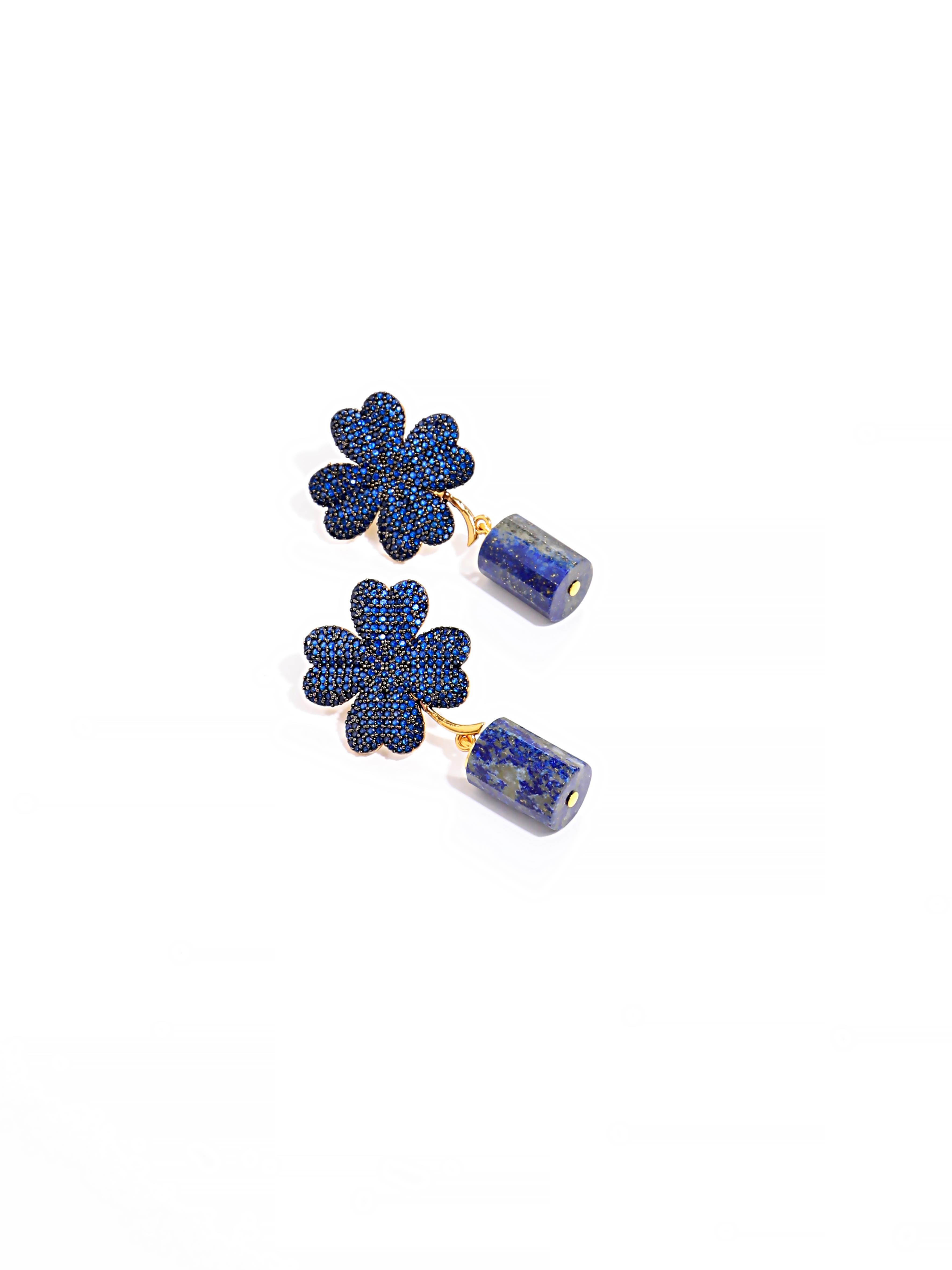 Lapis Taşı Çiçek Küpe