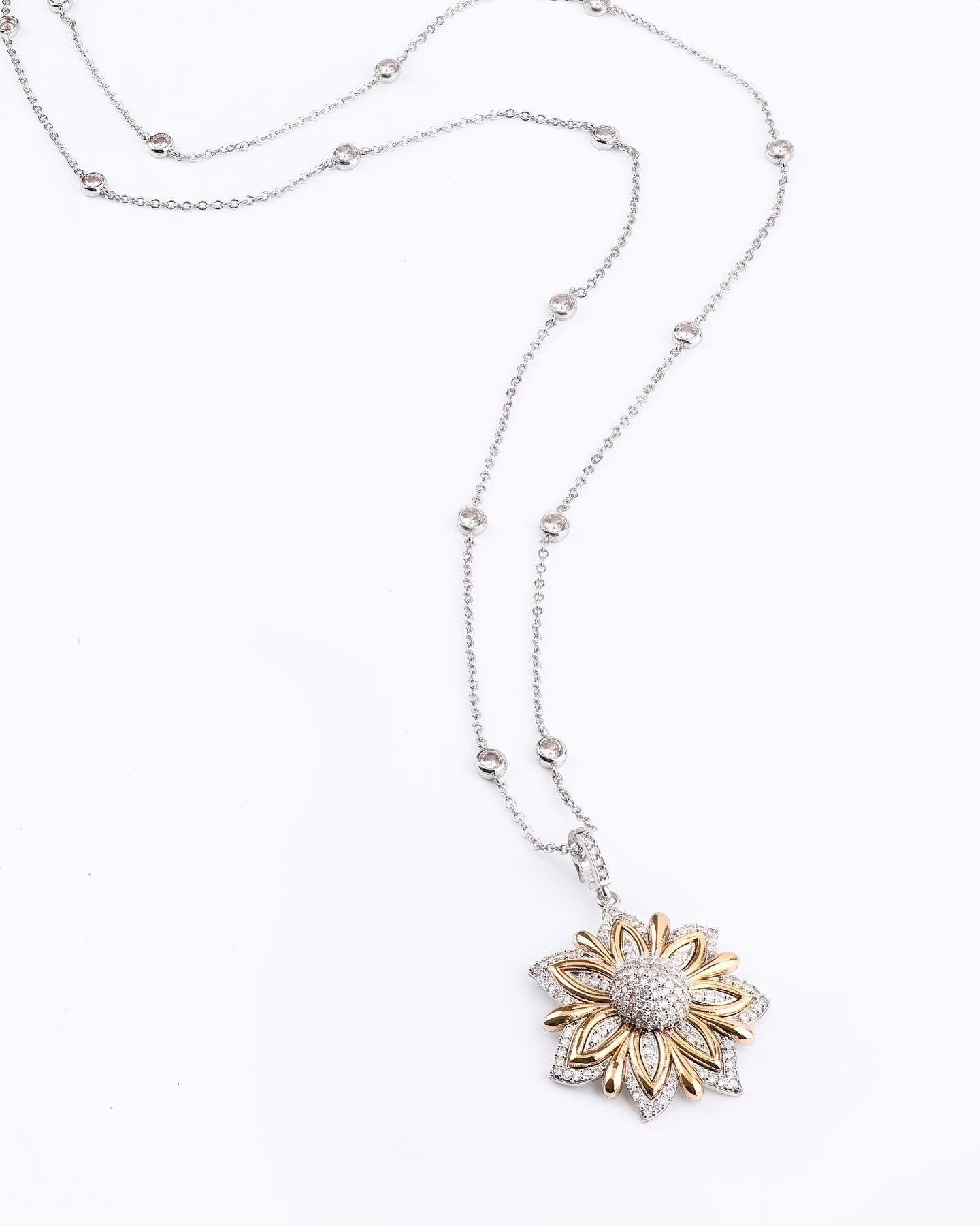 Lotus Çiçeği Uçlu Tiffany Zincir Kolye