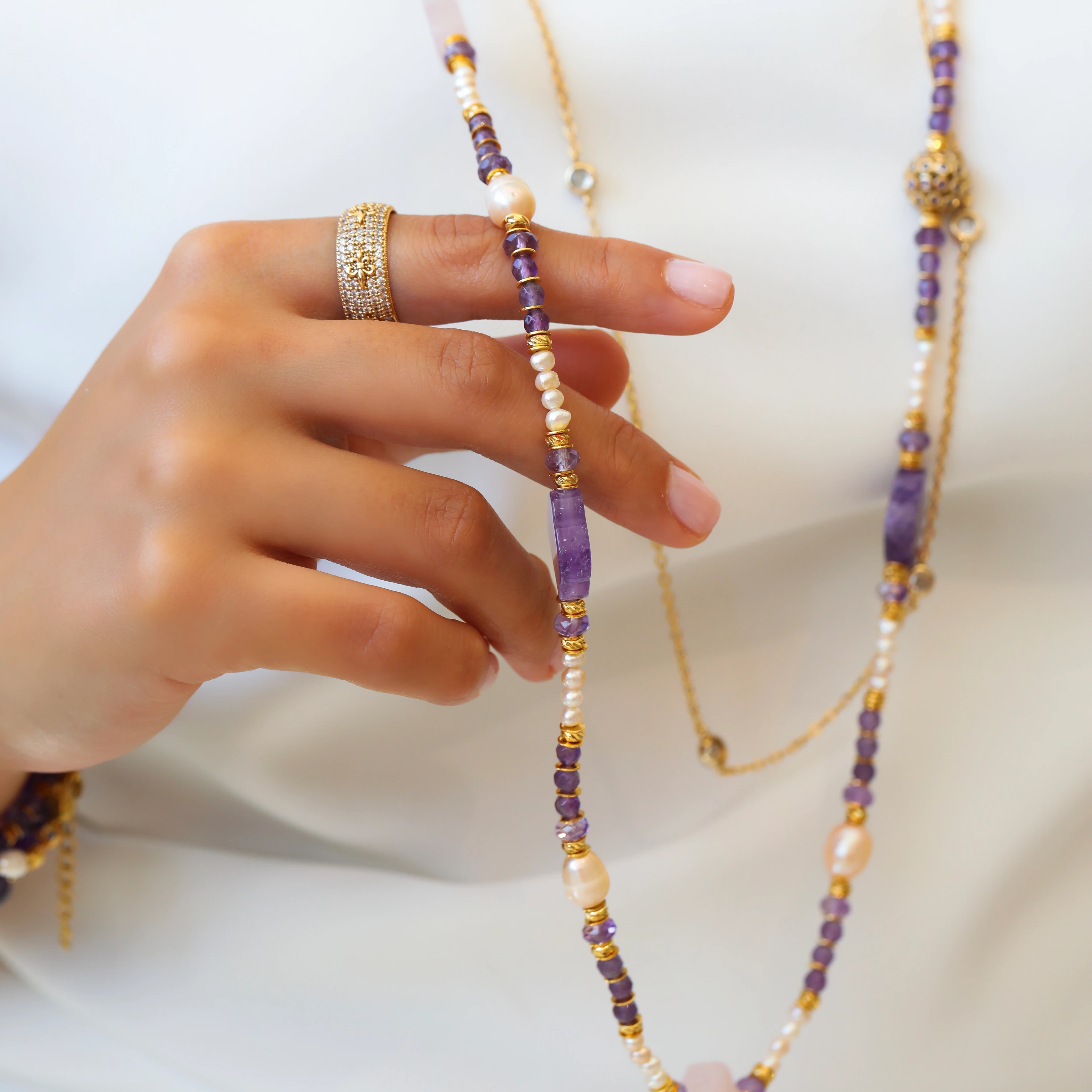 Amour Glow Ametist Kolye 