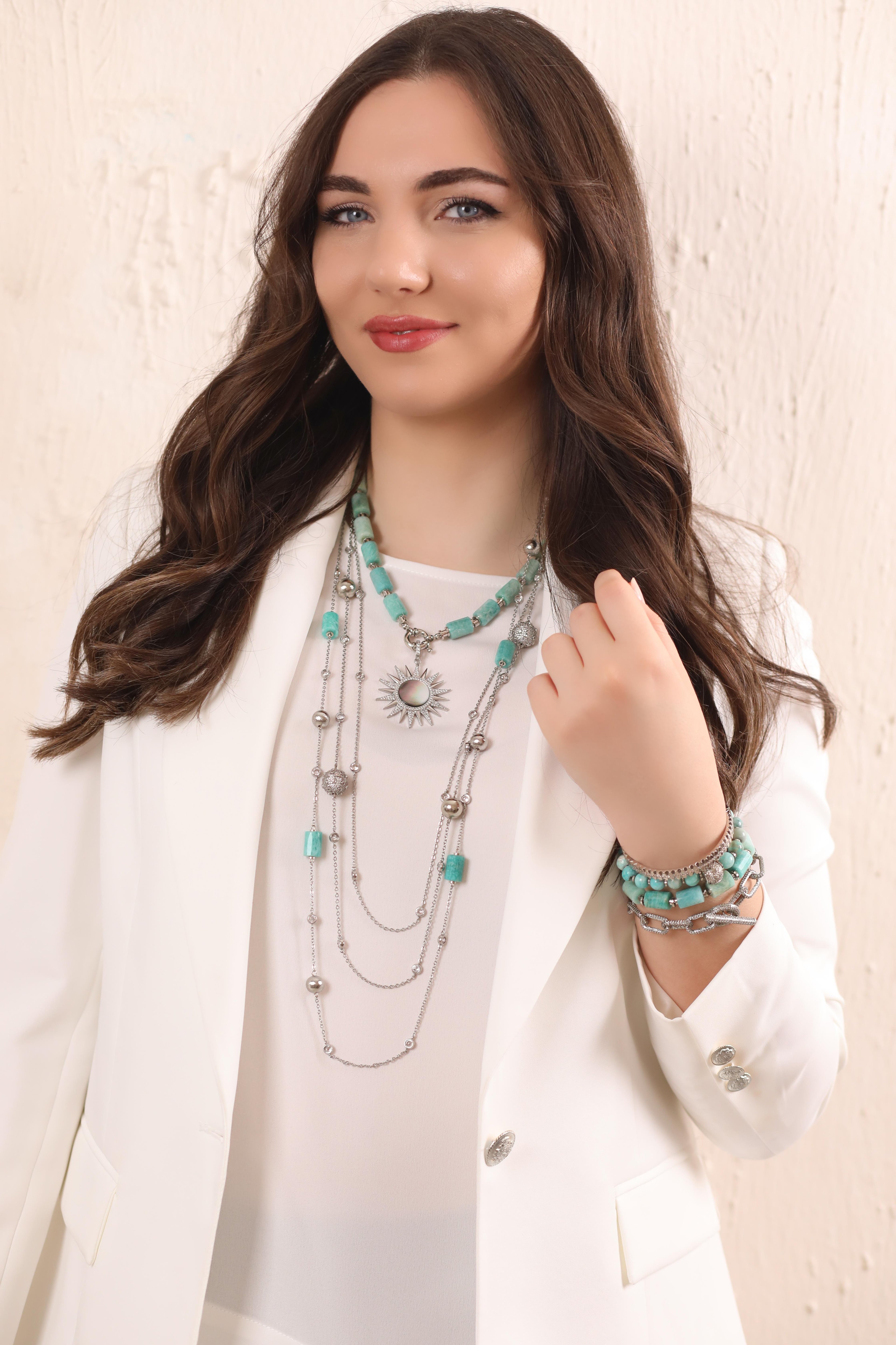 Amazonit Taşı Tiffany Kolye