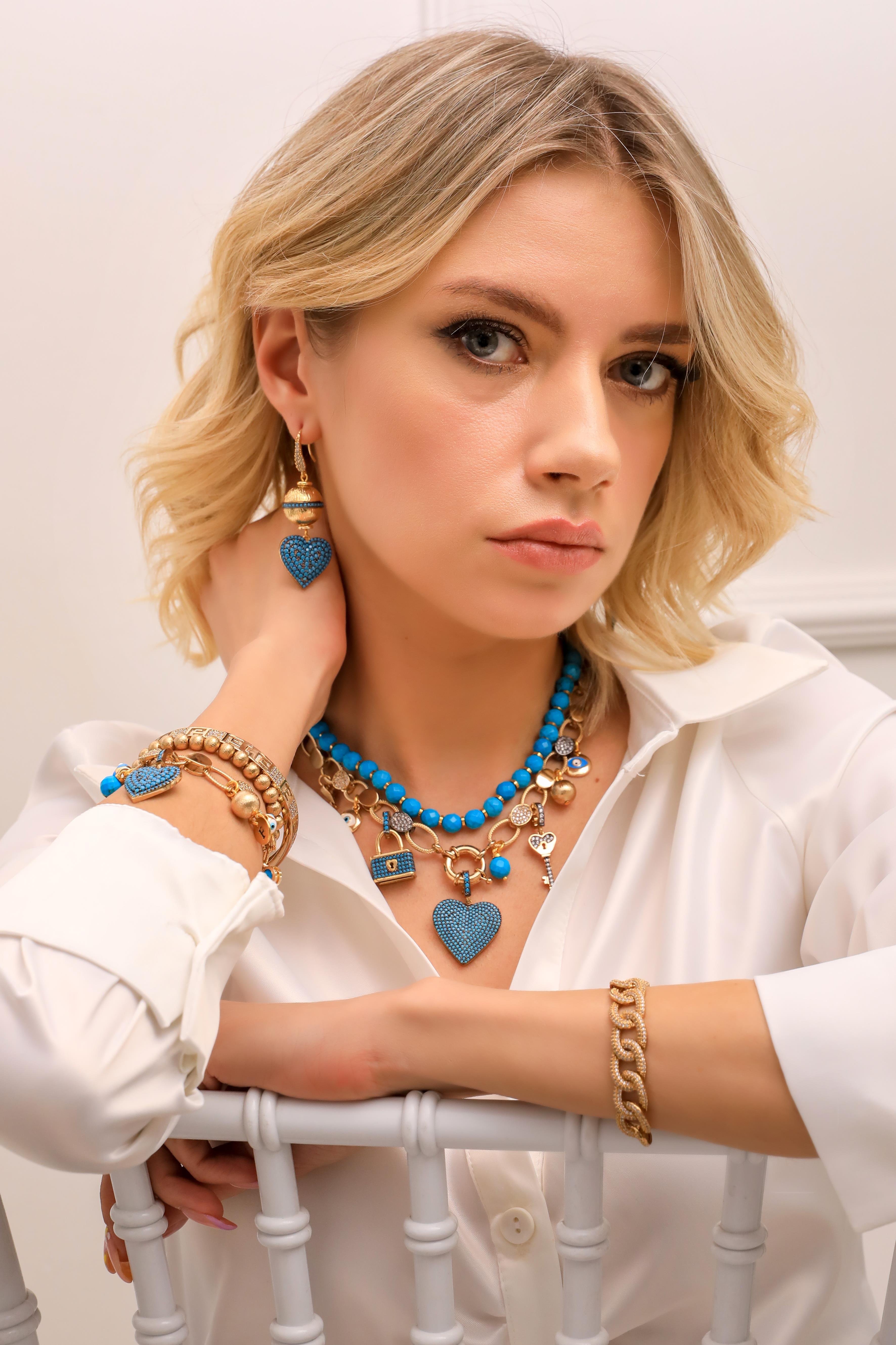Turkuaz Taşı Charm Kolye