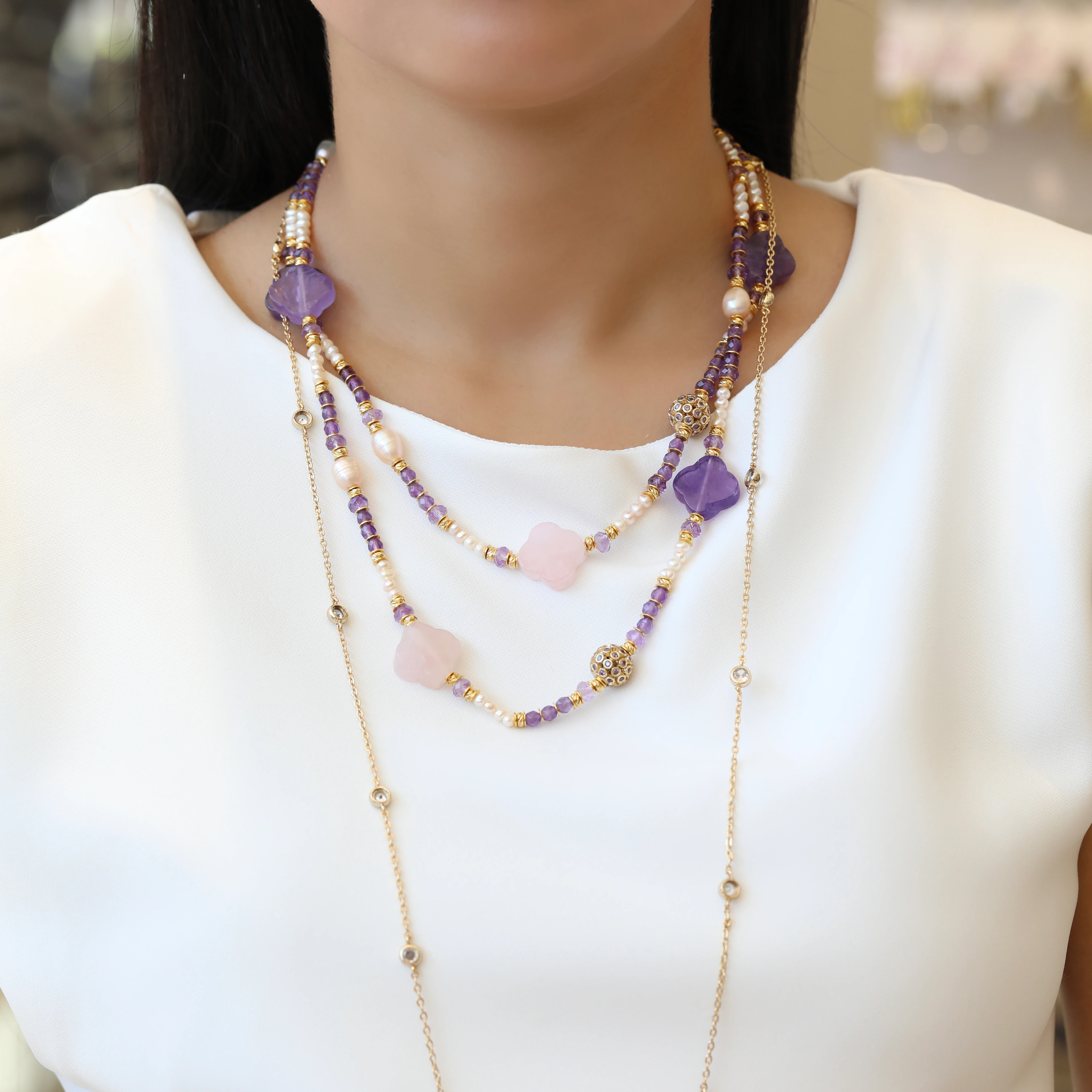 Amour Glow Ametist Kolye 