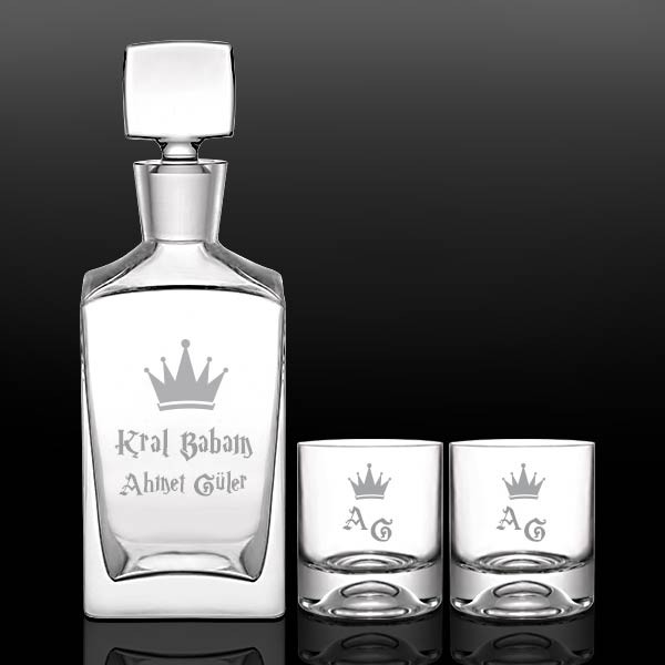 Whiskey Set - Crown Pattern - Personalized Gift