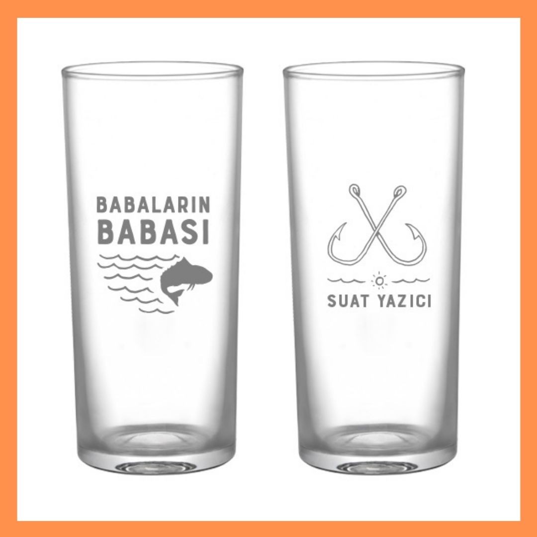 İkili Rakı Bardağı - Deniz Temalı - İsme Özel - Babaya Hediye - Hediyelik