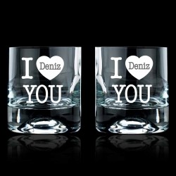 Whiskey Glass - Special Design for Lovers - Set of Two - Personalized Gift