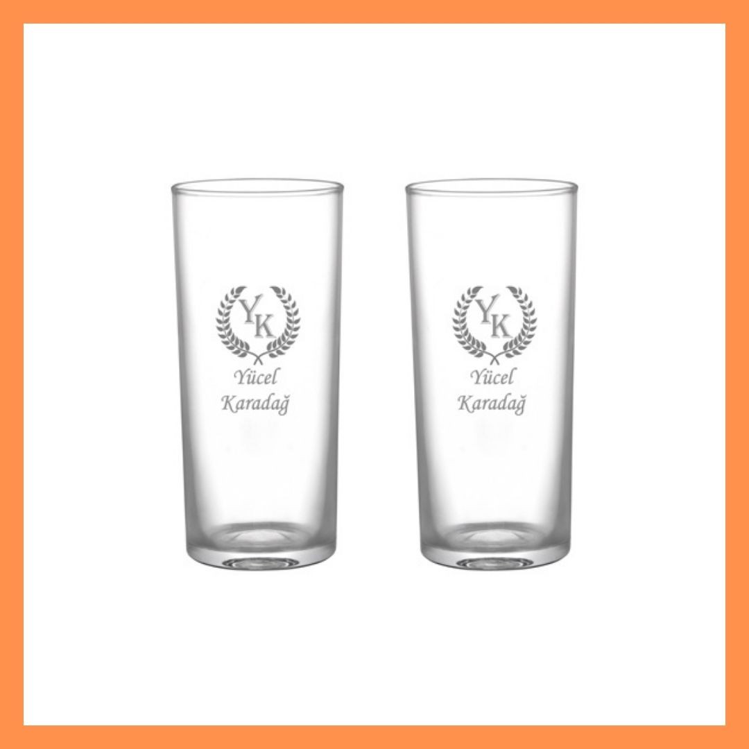 İkili Rakı Bardağı - İsimli ve Harfli - Kişiye Özel Tasarım - Hediye