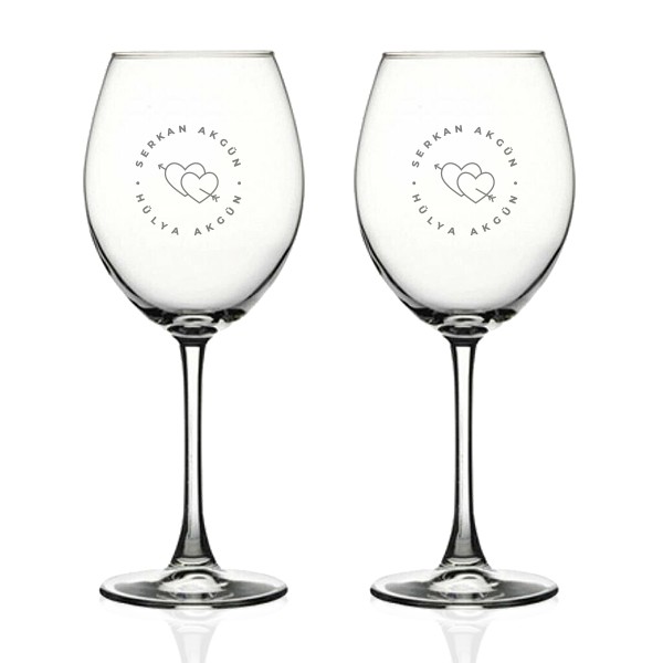 Double Wine Glass - Valentine's Day Themed - Custom Designed - Gift