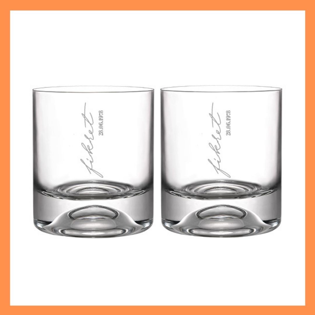 Double Whiskey Glass - Personalized - With Date - Gift