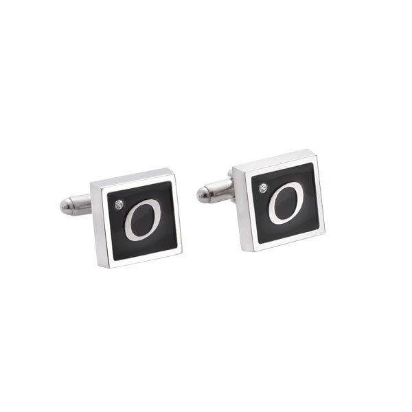 Stone Cufflinks - Zircon - Square Model - Enameled Steel - Personalized Gift