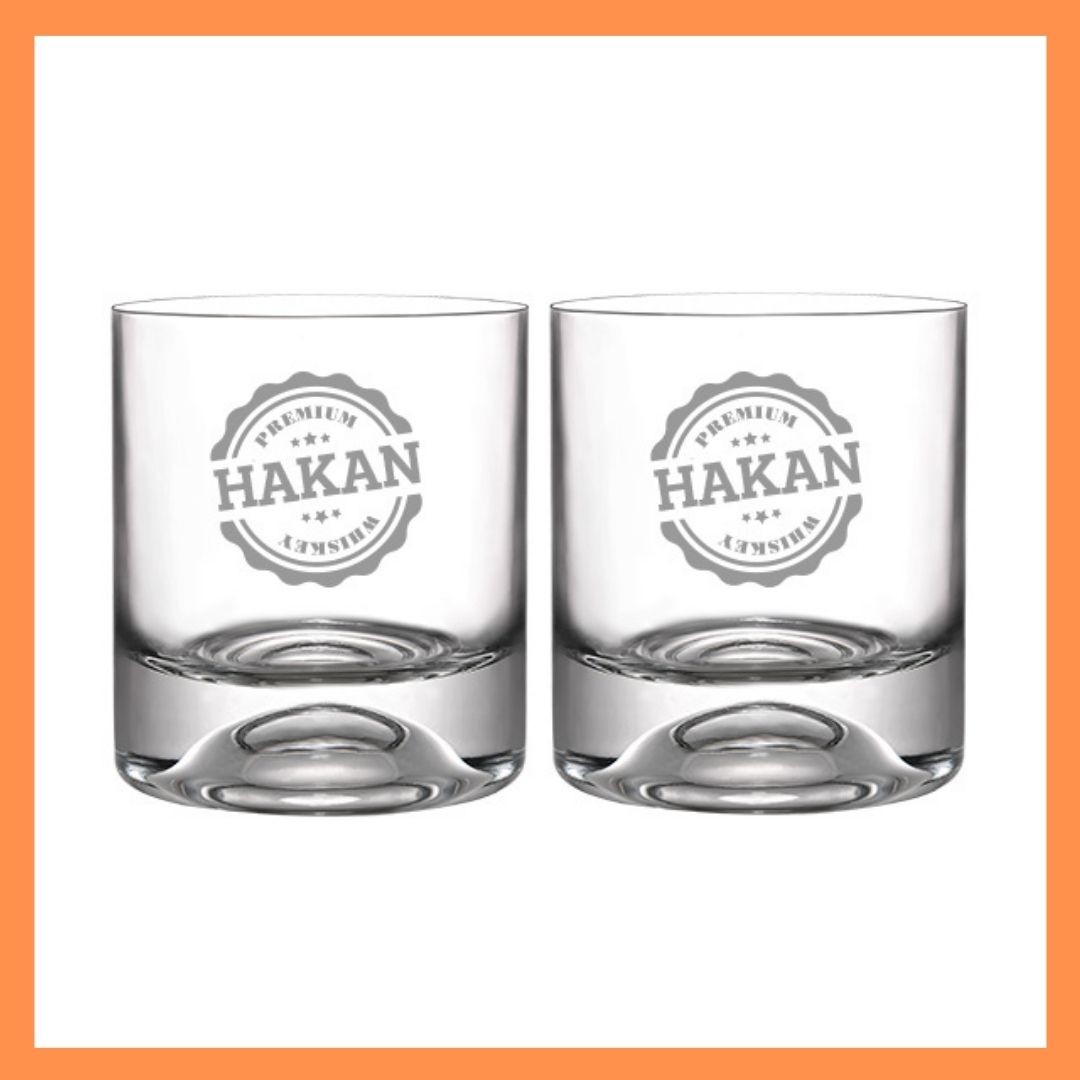 Double Whiskey Glass - Personalized - Stamp Patterned - Personalized - Gift