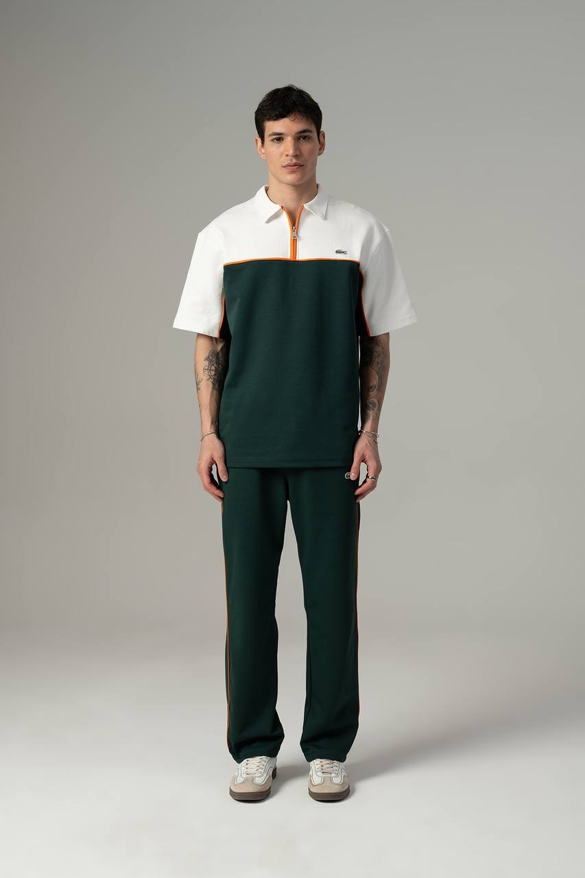 Lacoste Kadın Relaxed Fit Kısa Kollu Yarım Fermuarlı Renk Bloklu Takım