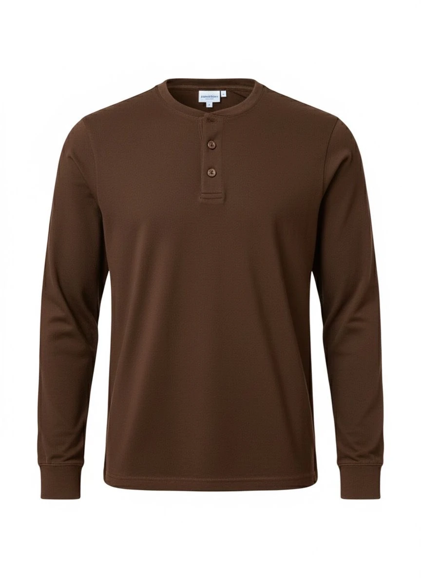 Basic düğmeli sweatshirt - Acı kahve