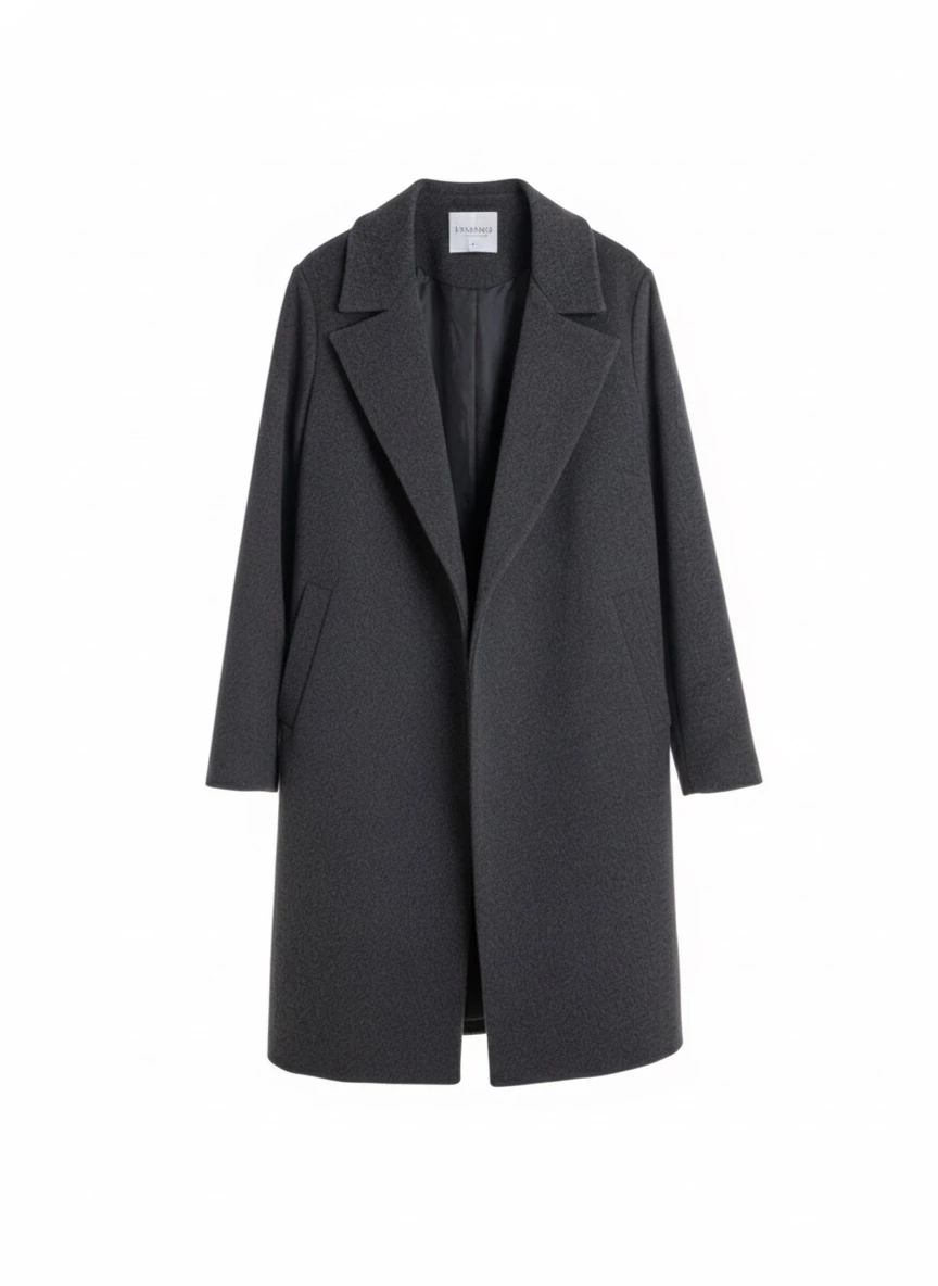 Oversize Kaşe kaban - Siyah-gri