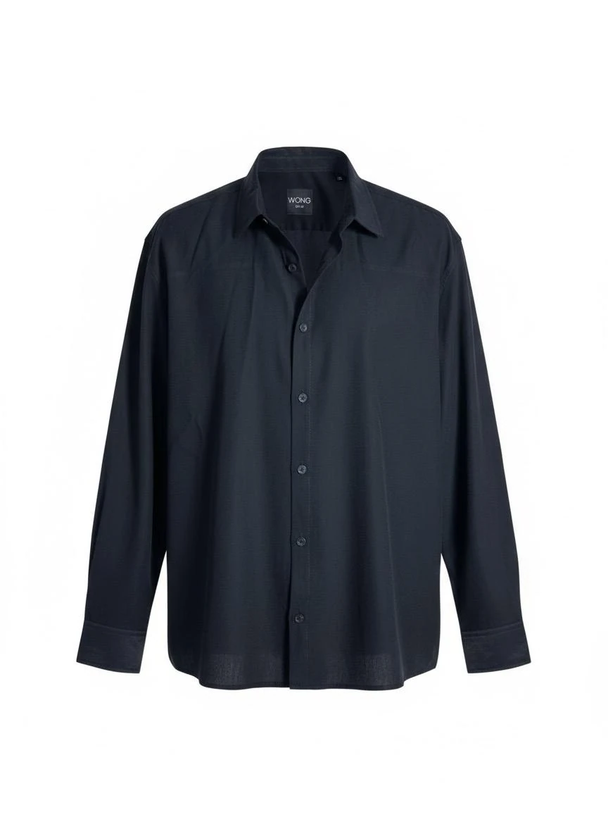 Oversize kalın kumaş siyah gömlek