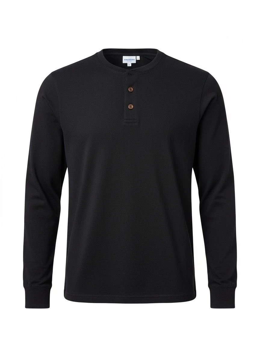 Basic düğmeli sweatshirt - Siyah