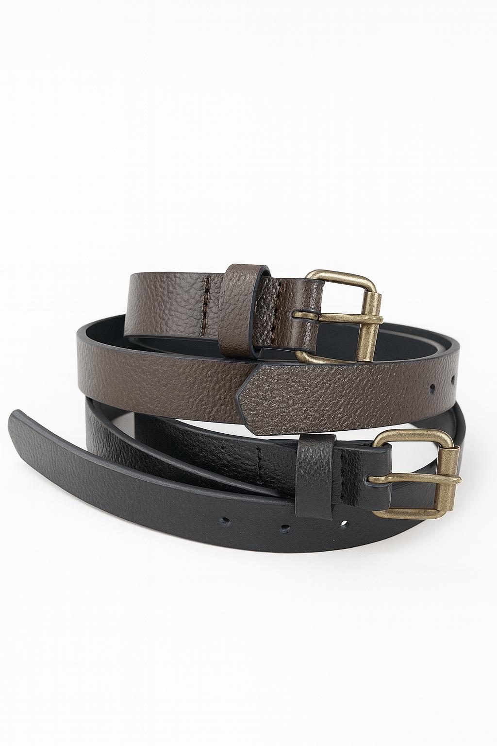 İnce kahve deri kemer