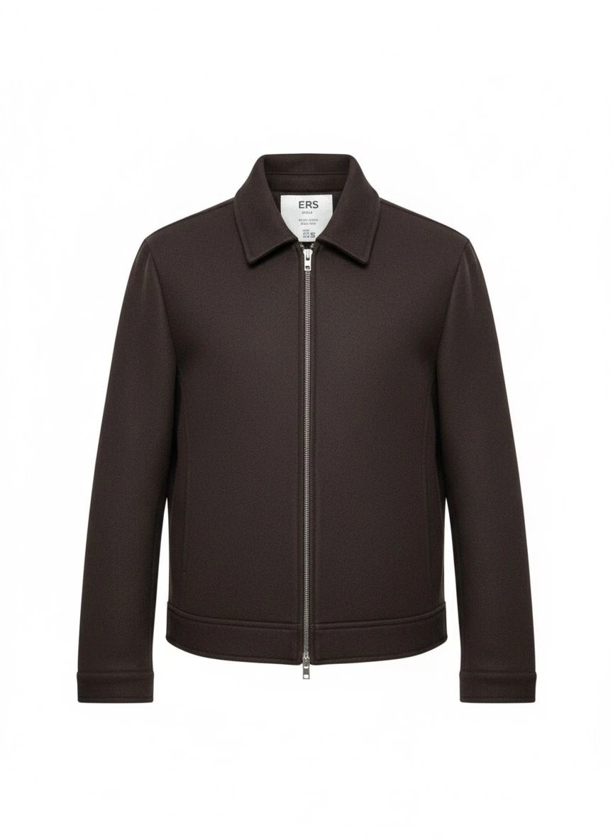 Kaşe crop ceket - Acı kahve