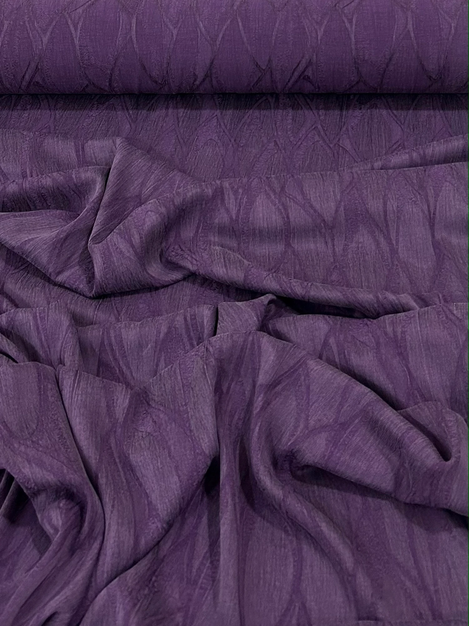 Jakar Desenli Cupra İpek Kumaş - Mürdüm