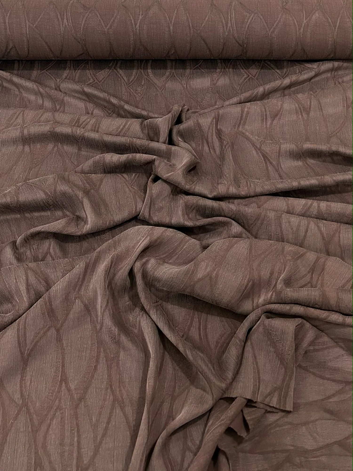 Jakar Desenli Cupra İpek Kumaş - Acı Kahve