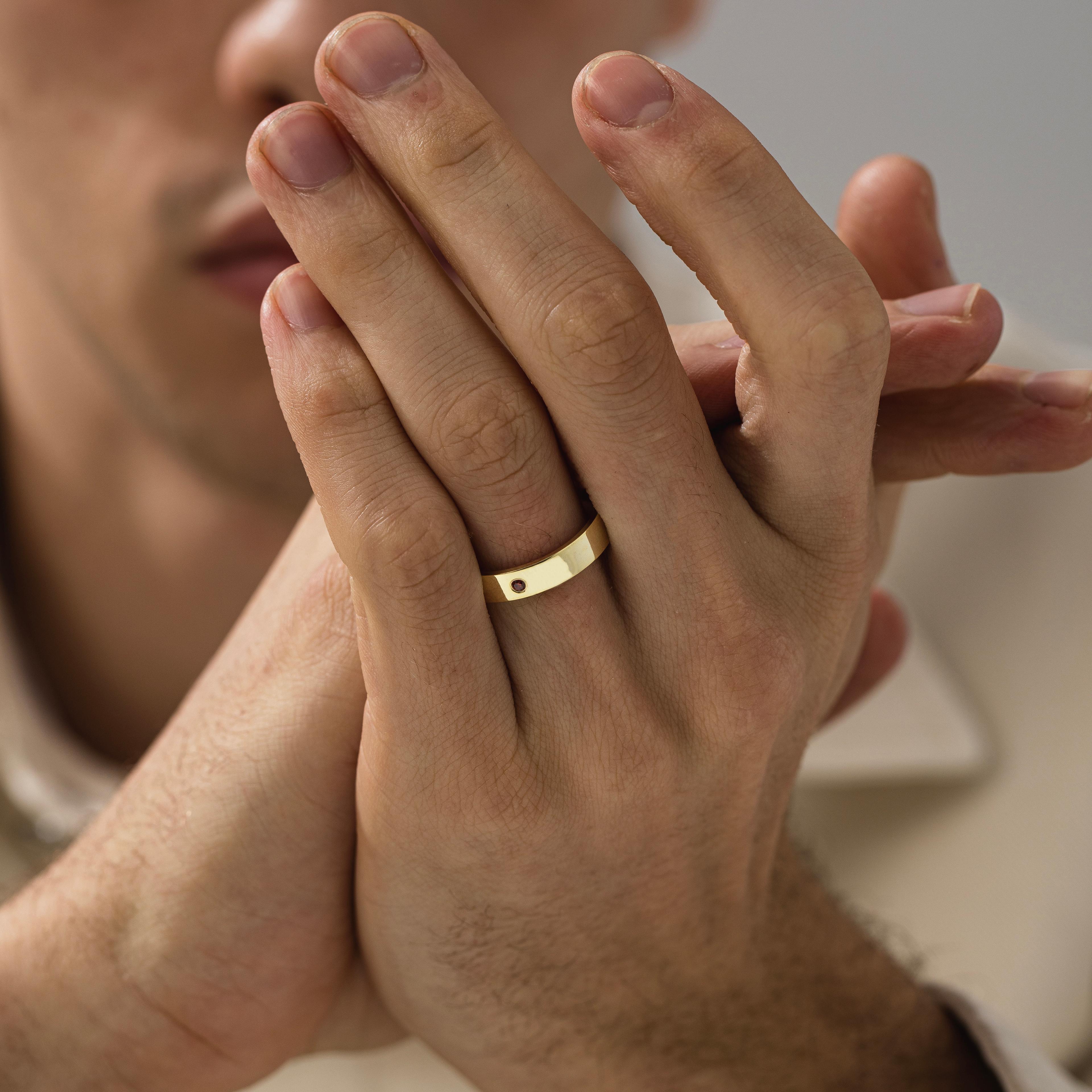 Ruby Stone Plain Wedding Band Ring in Gold or Silver