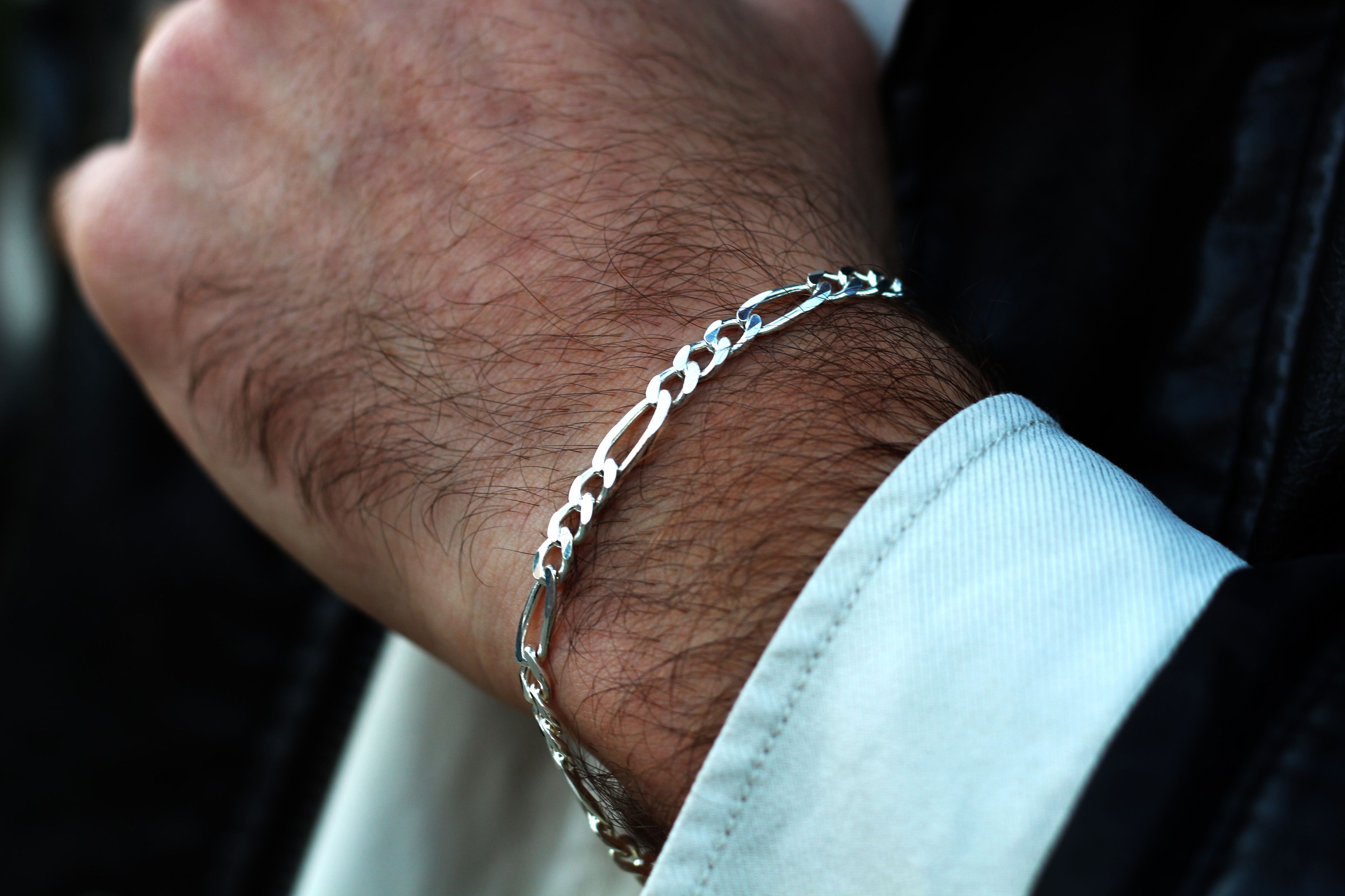 Figaro Chain Bracelet For Men or Women in Sterling Silver