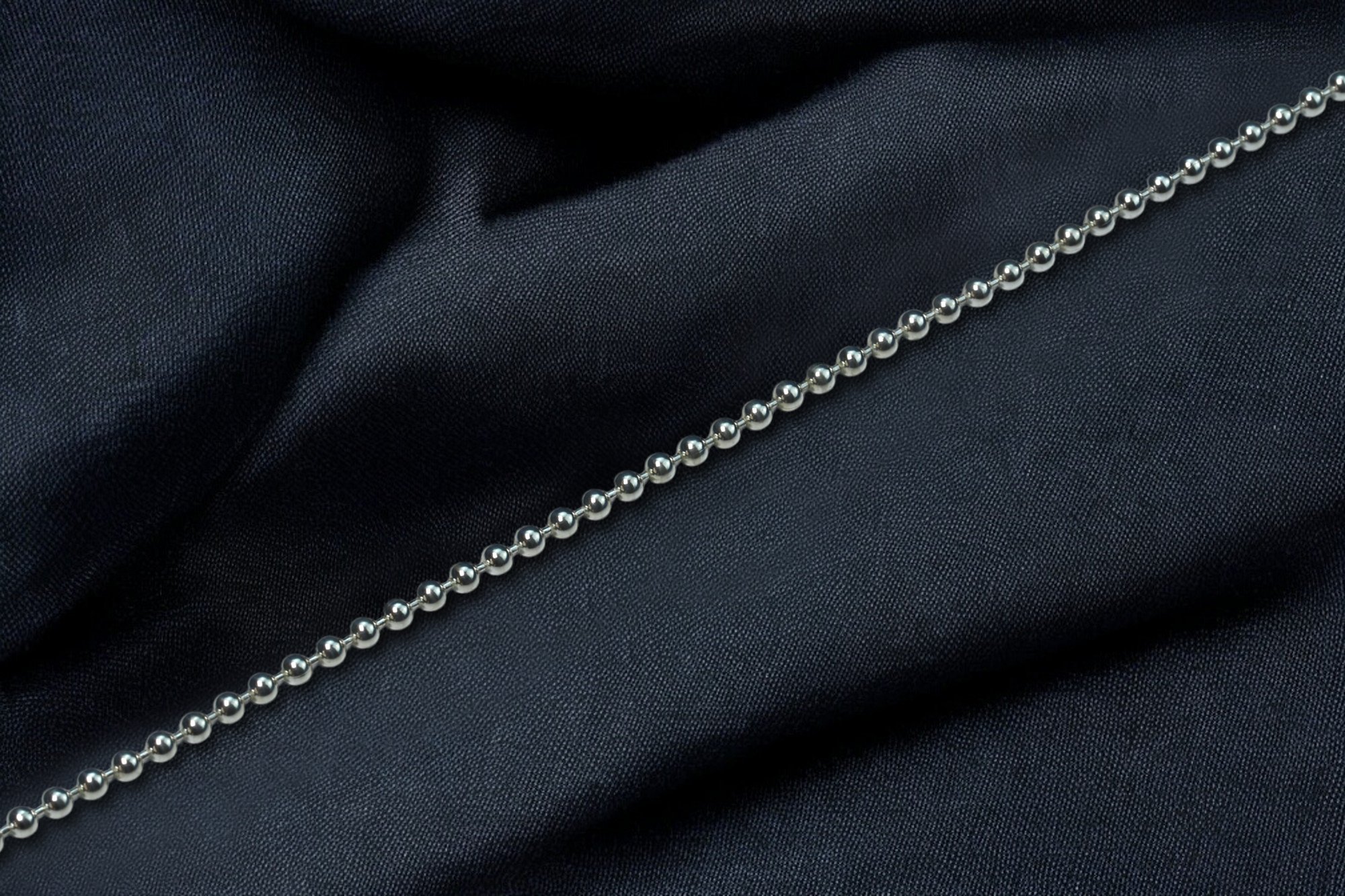 Ball Beaded Chain Necklace in Sterling Silver