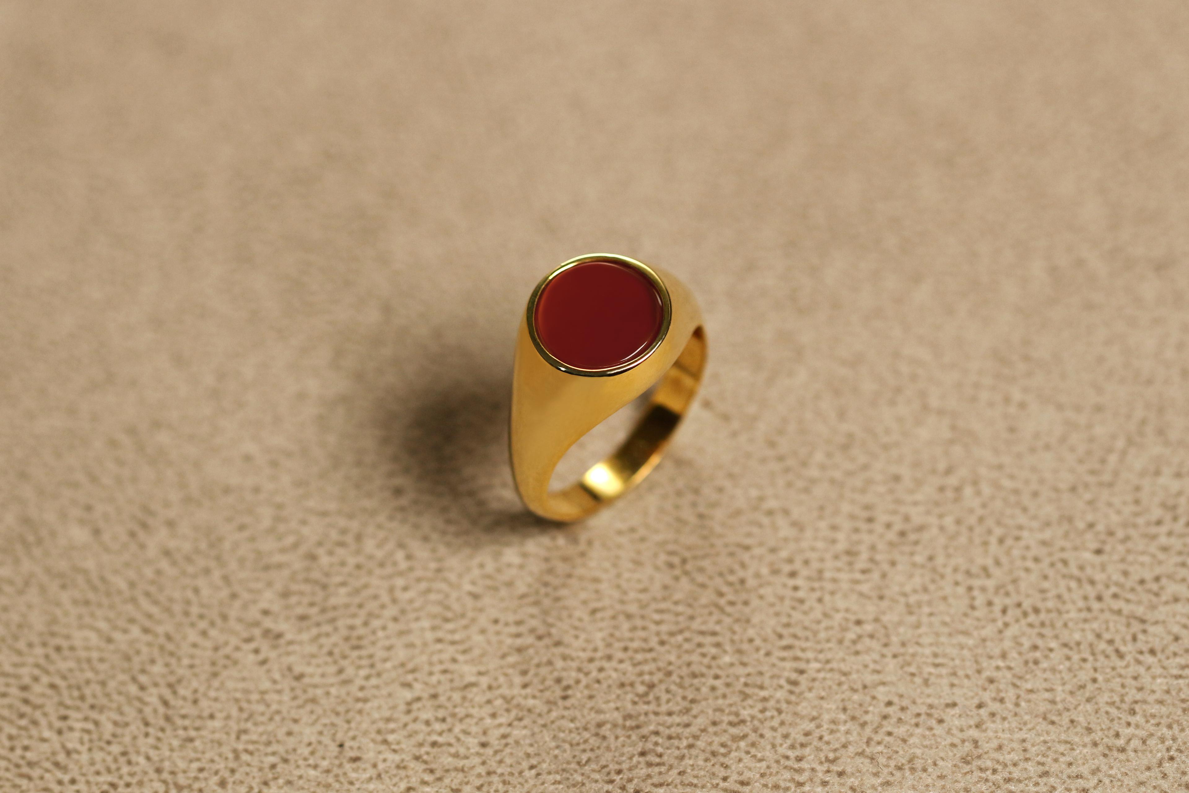 Round Gemstone Ring - Carnelian