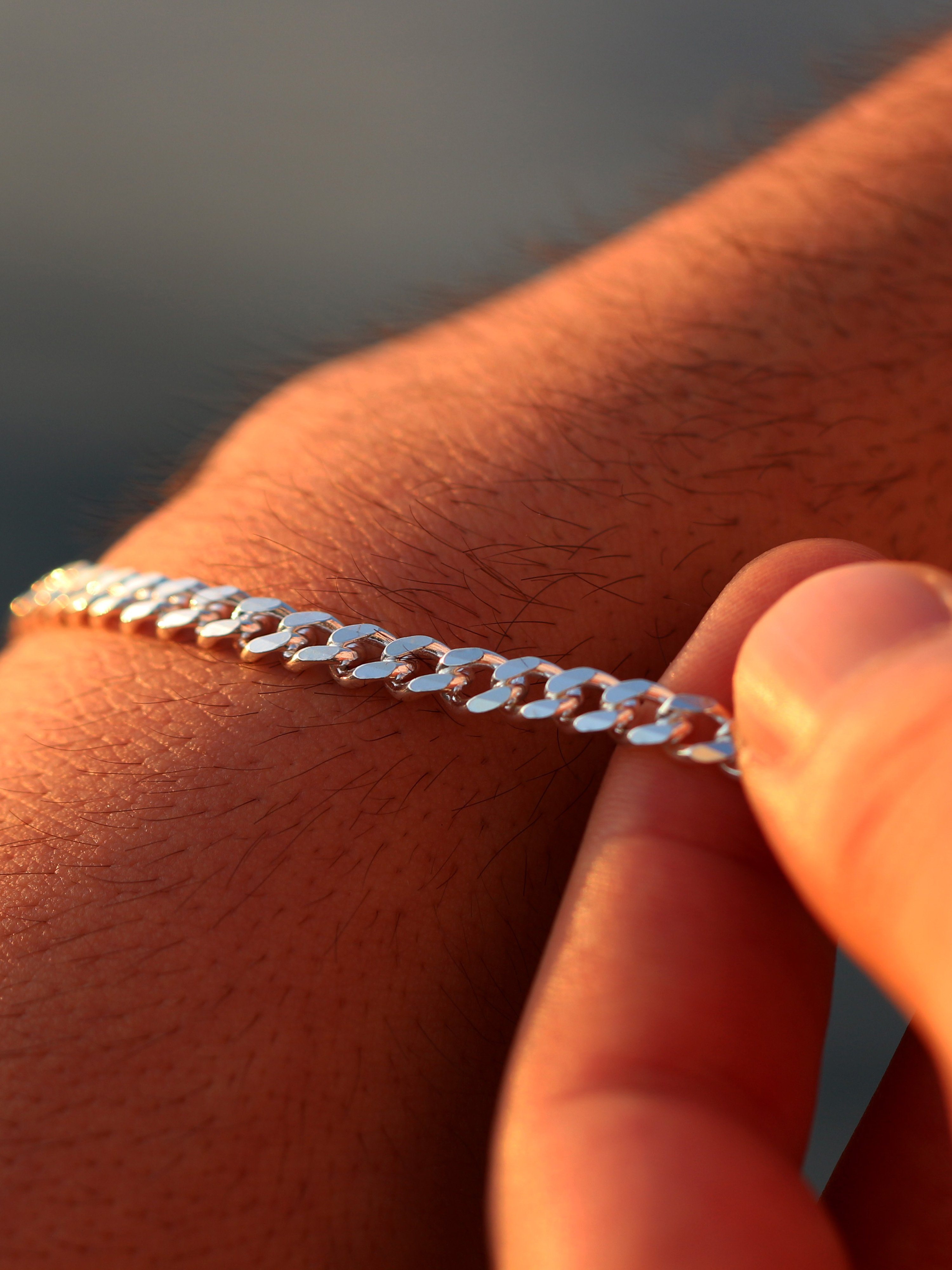 Curb Cuban Link Chain Bracelet in Sterling Silver