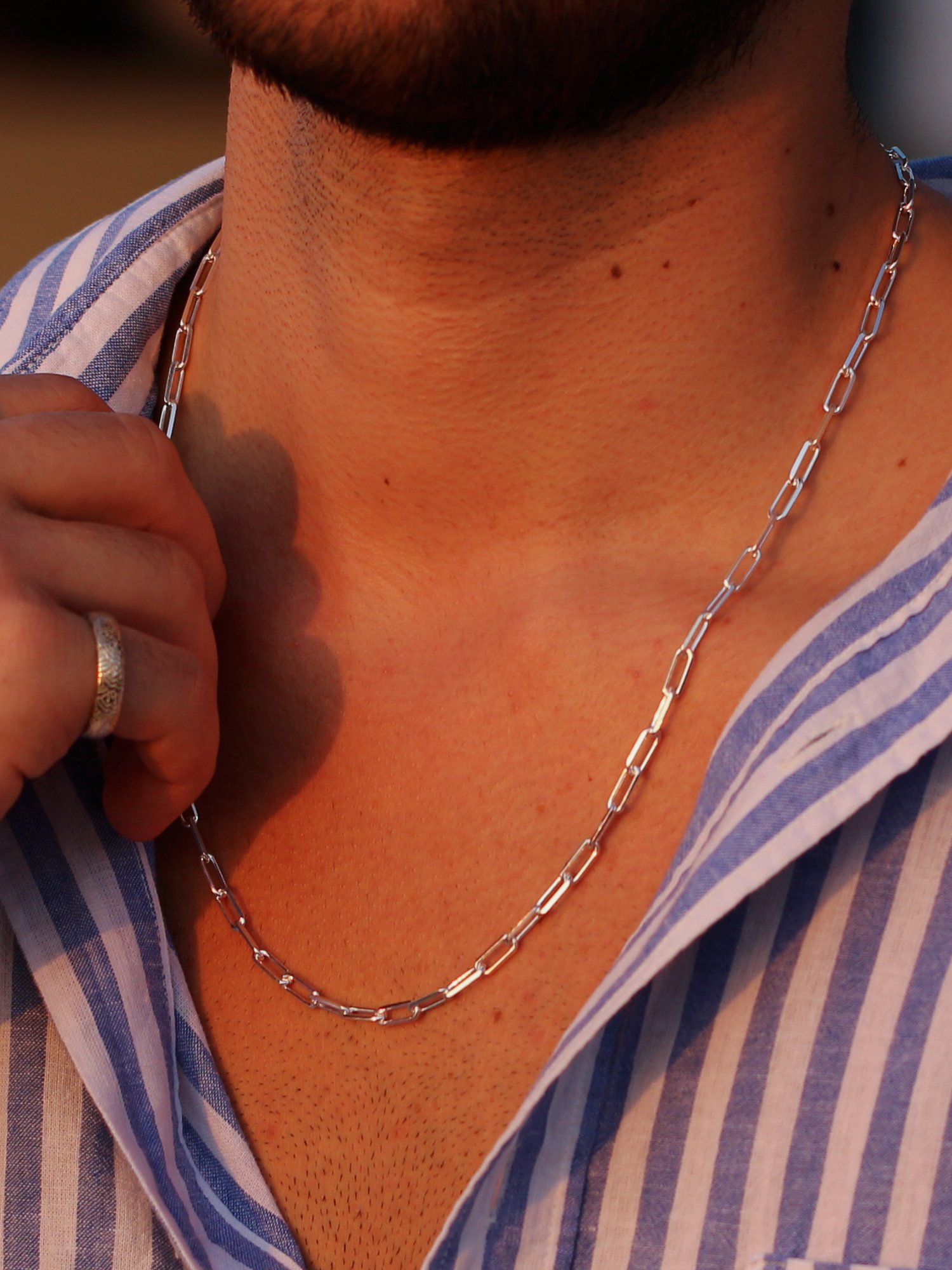 Paperclip Chain Necklace in Silver