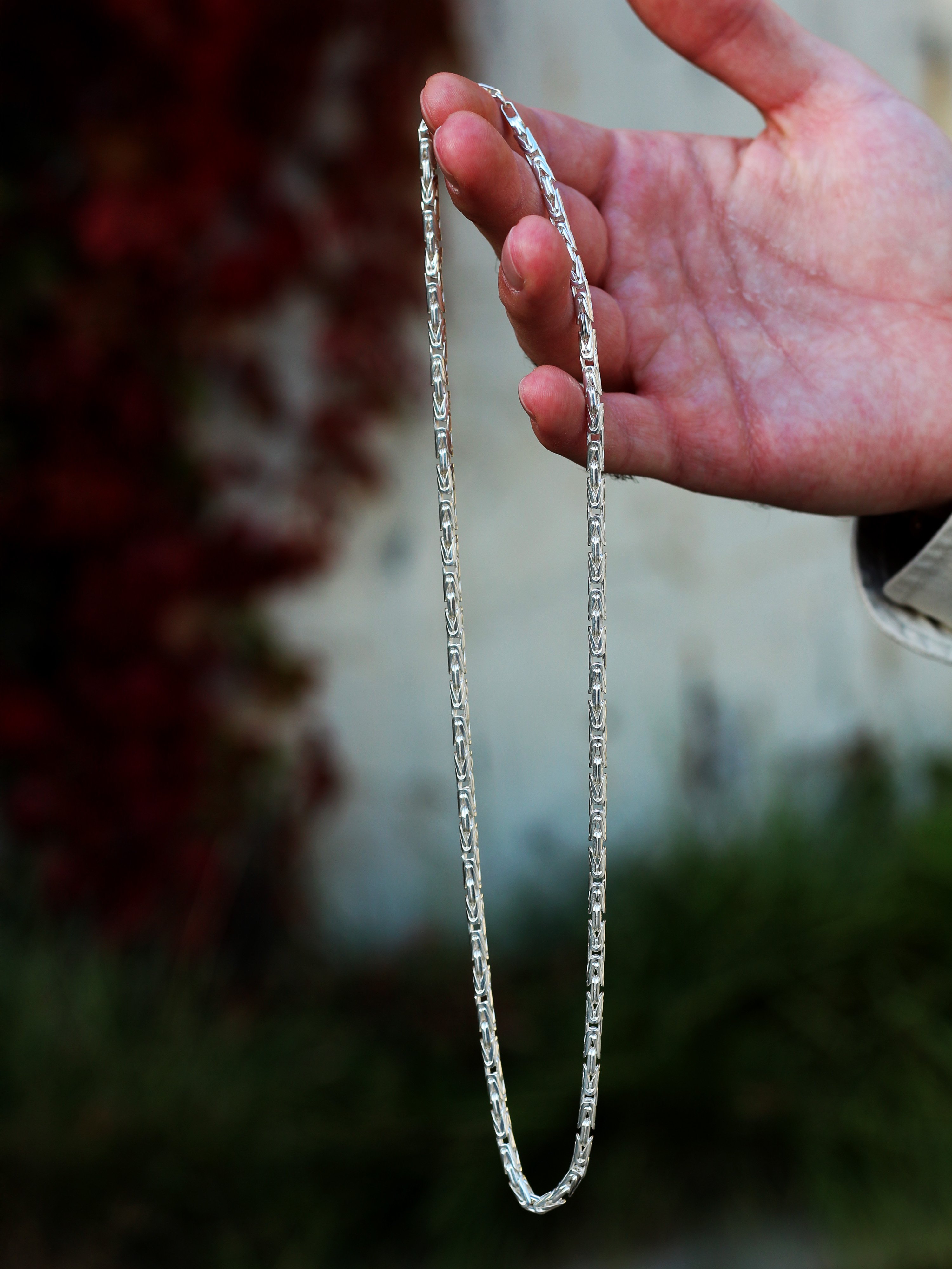 Byzantine Chain Necklace For Men in Silver, King Chain